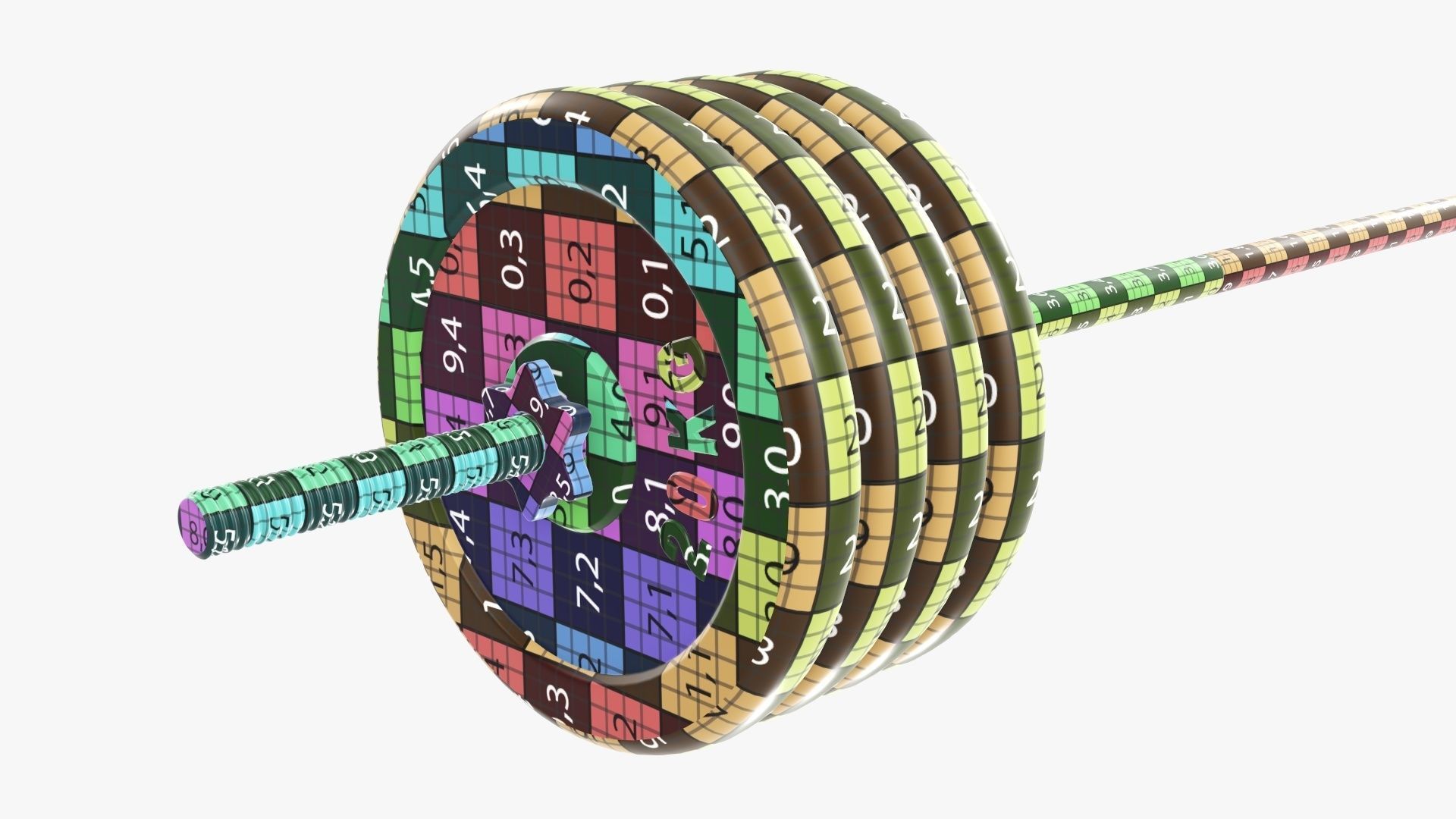 Weight bar straight with weights 3D model_15