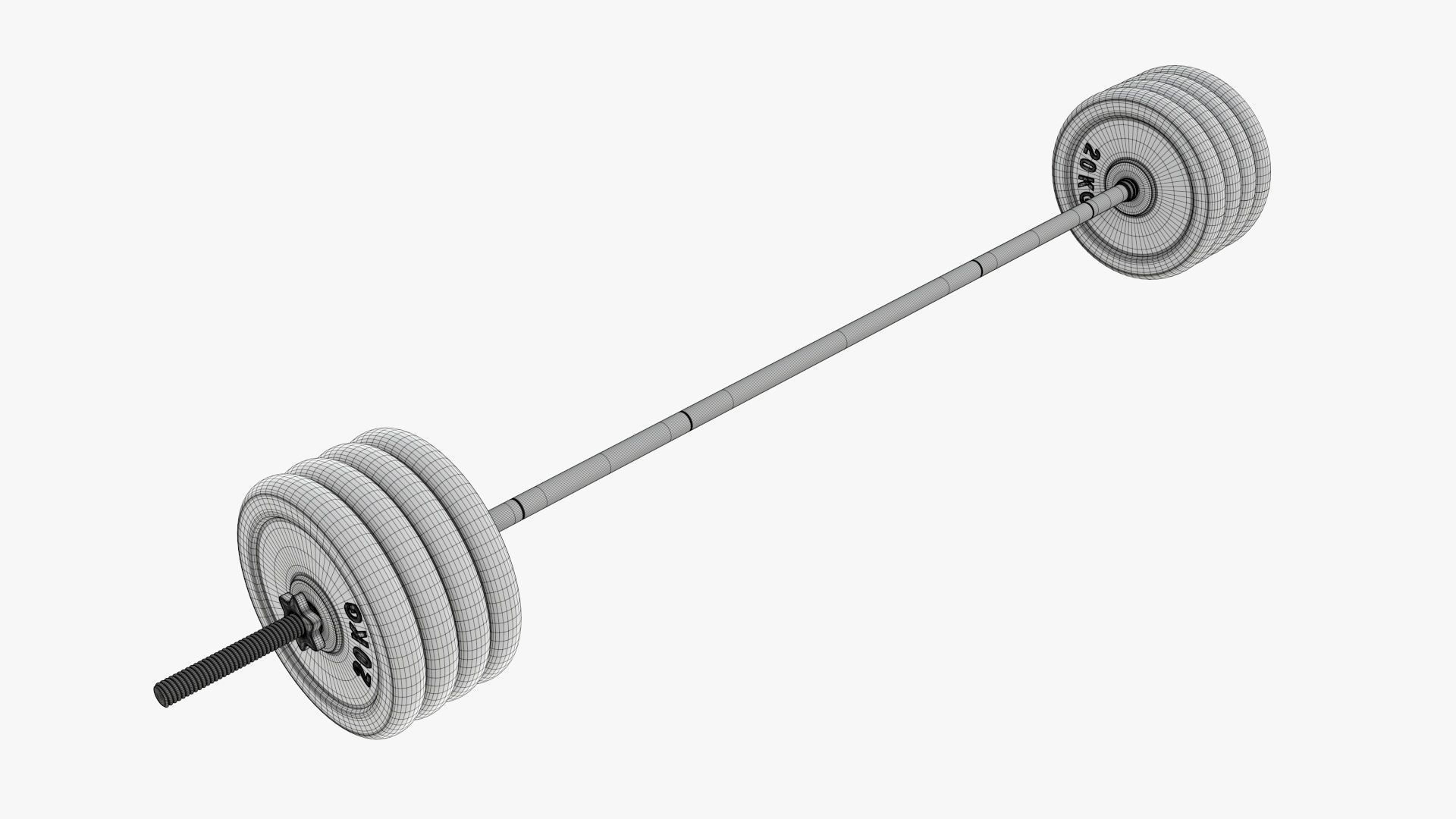 Weight bar straight with weights 3D model_7