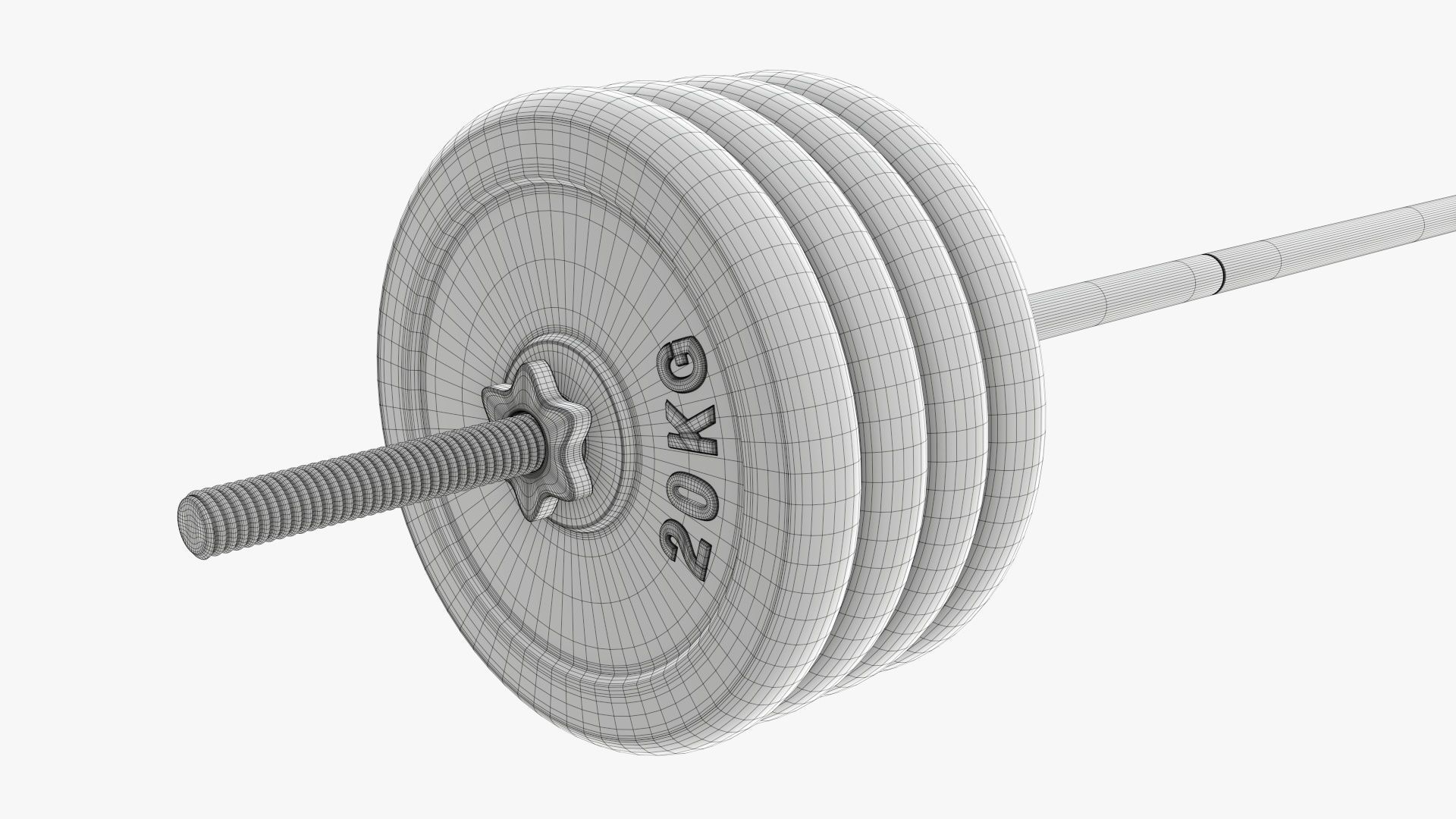 Weight bar straight with weights 3D model_9