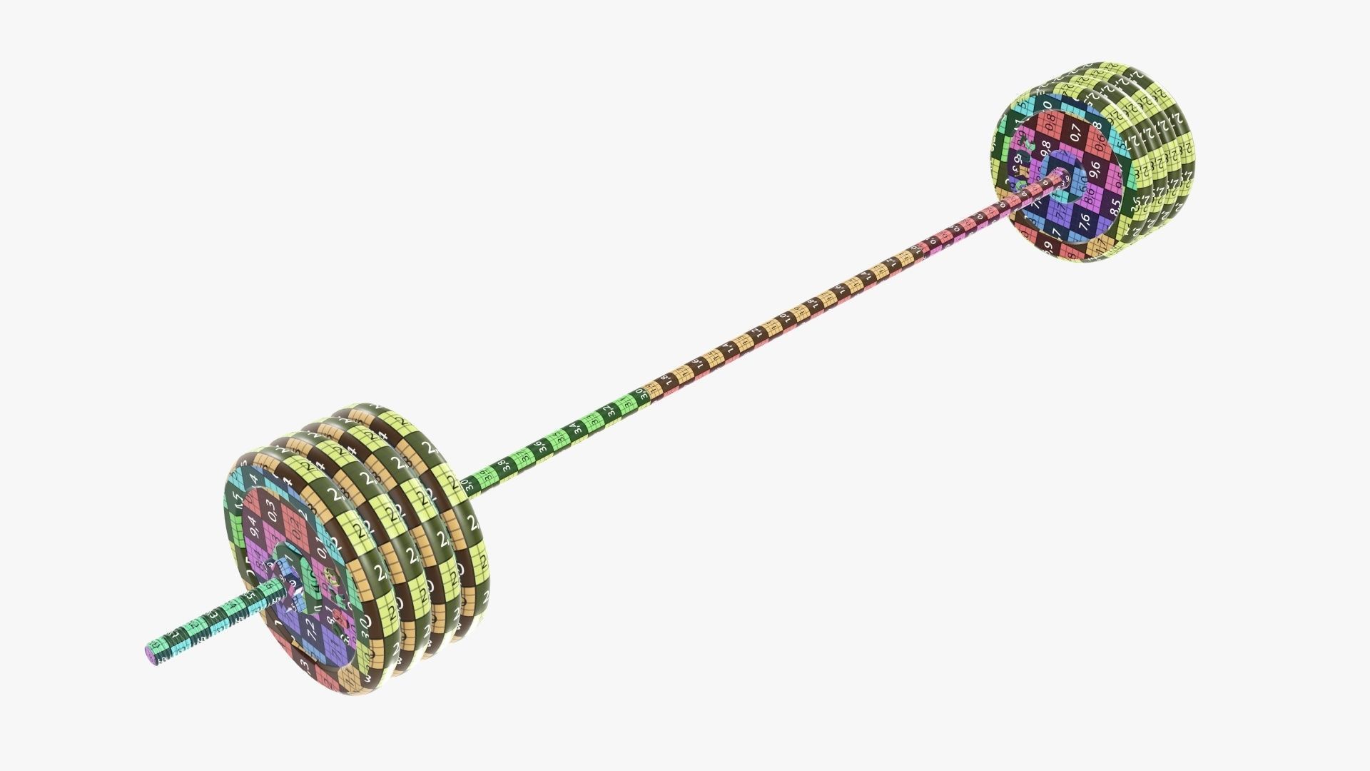 Weight bar straight with weights 3D model_13