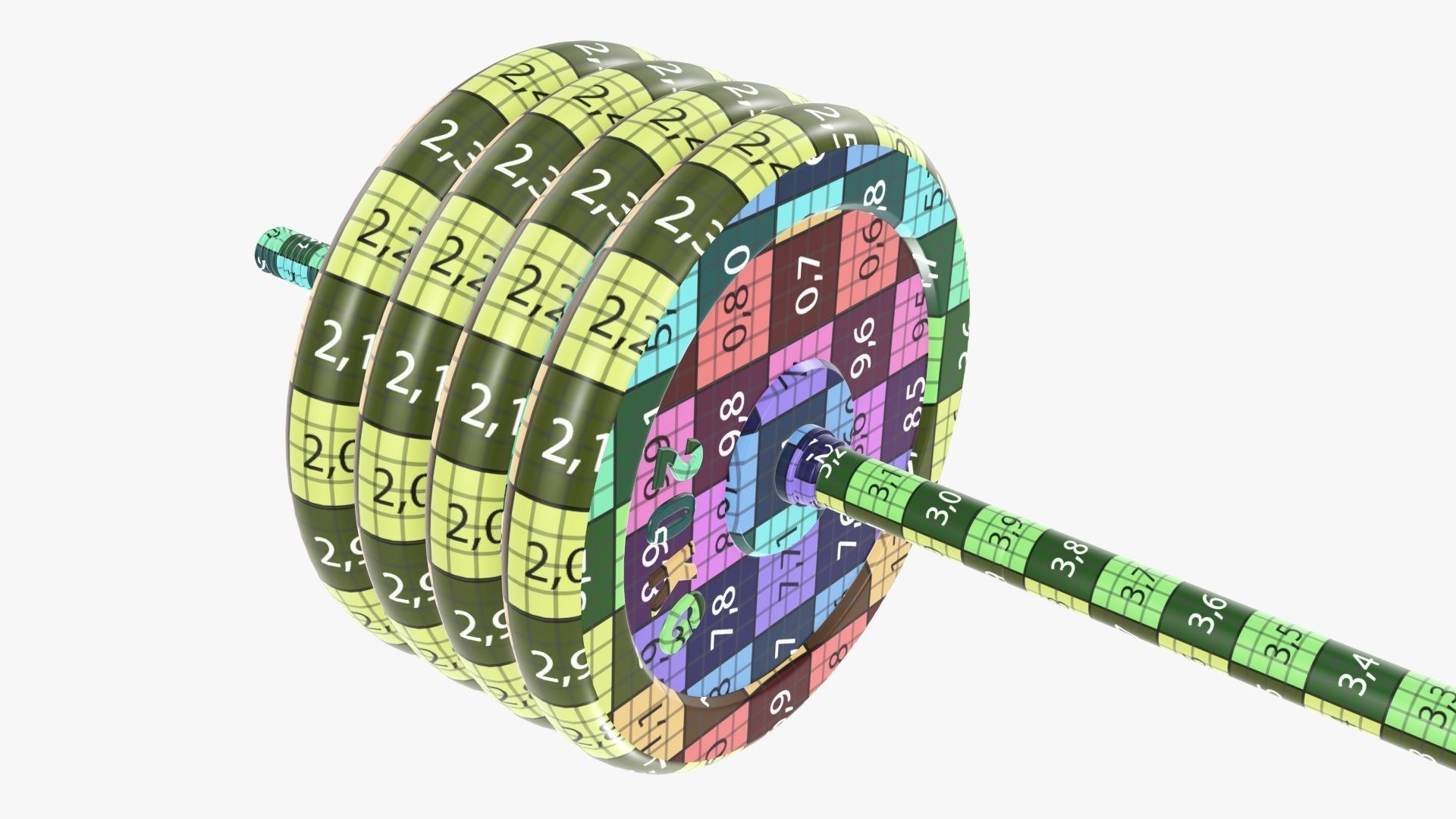 Weight bar straight with weights 3D model_14