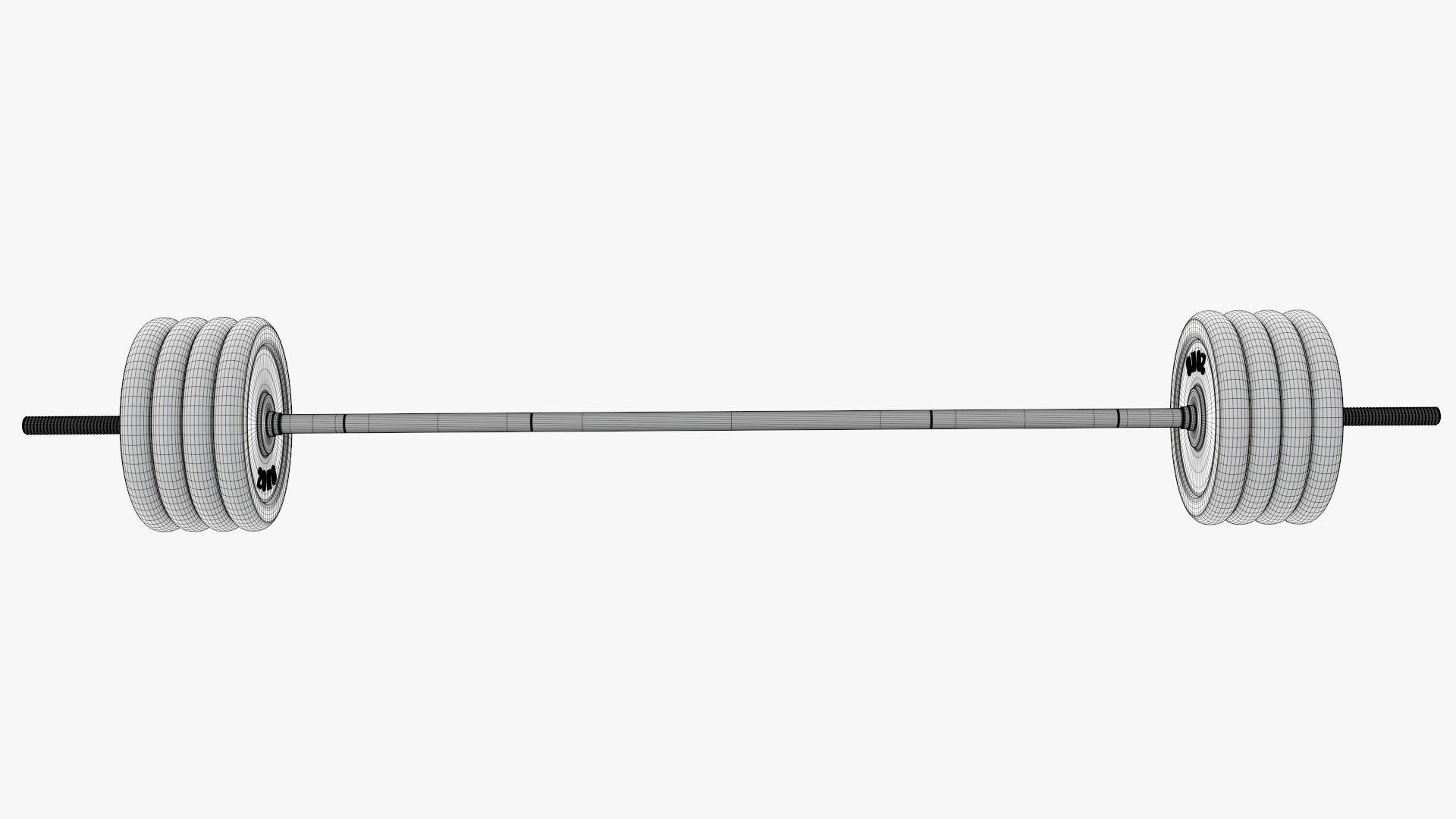 Weight bar straight with weights 3D model_11