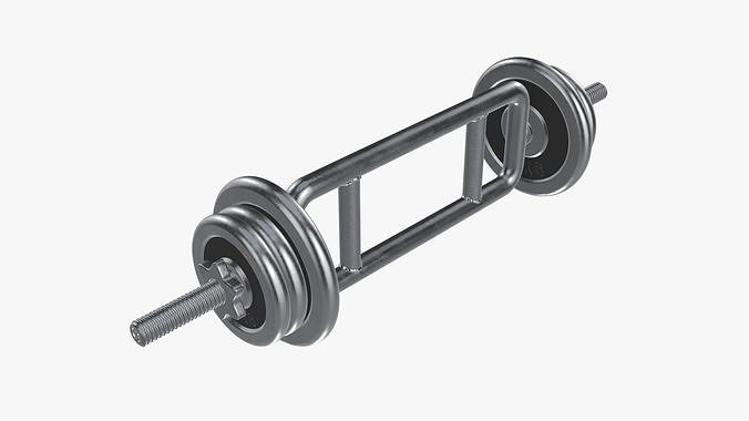 Triceps weight bar and weights 3D model