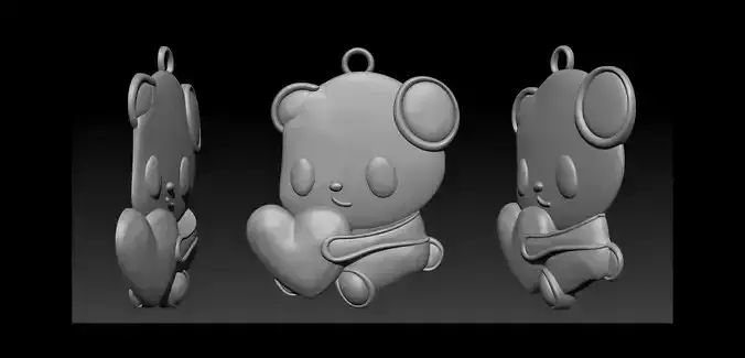 Pendant Little Panda 3D Relief 