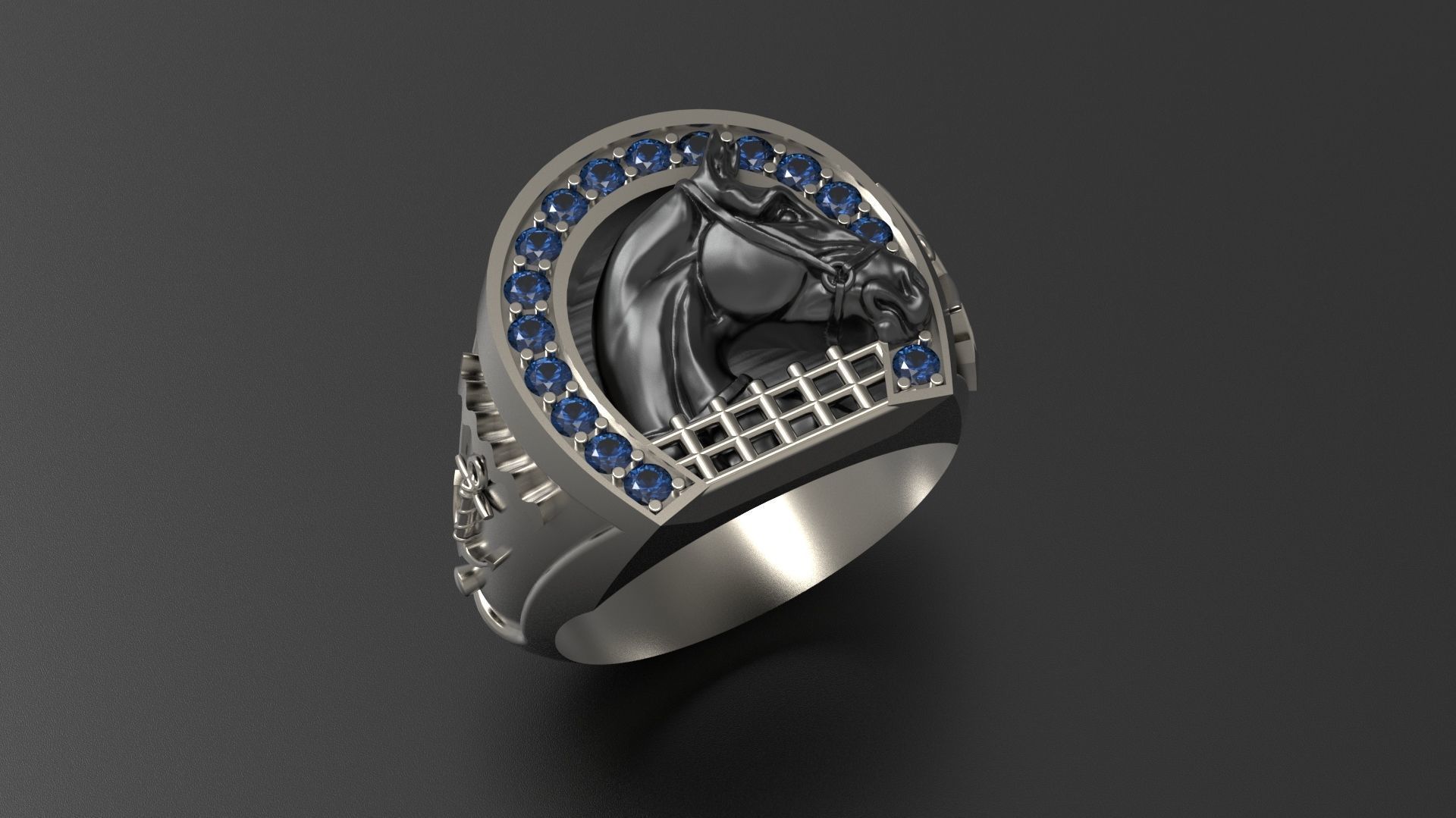 RING WITH HORSESHOE AND HORSE 3D print model_7