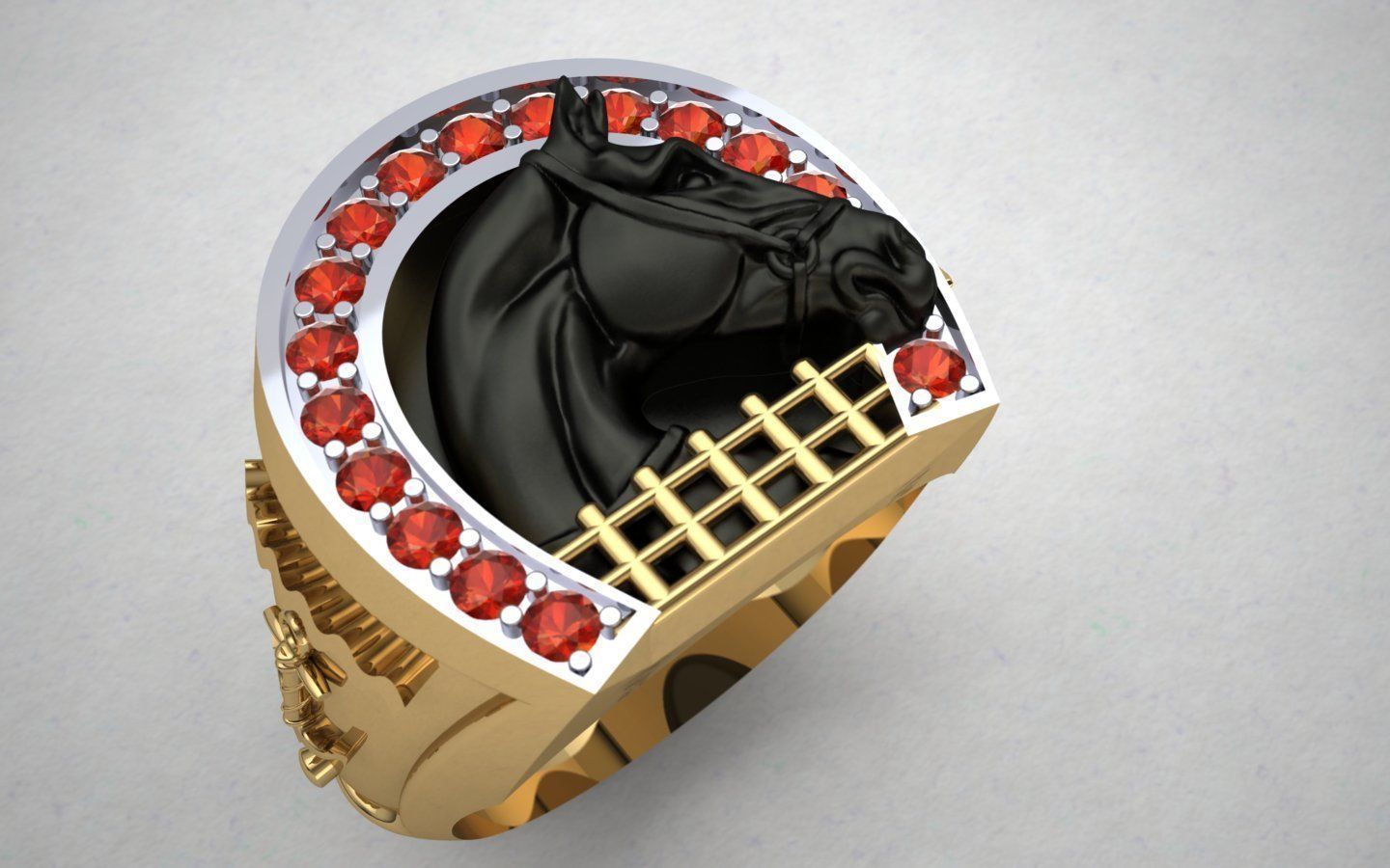 RING WITH HORSESHOE AND HORSE 3D print model_5