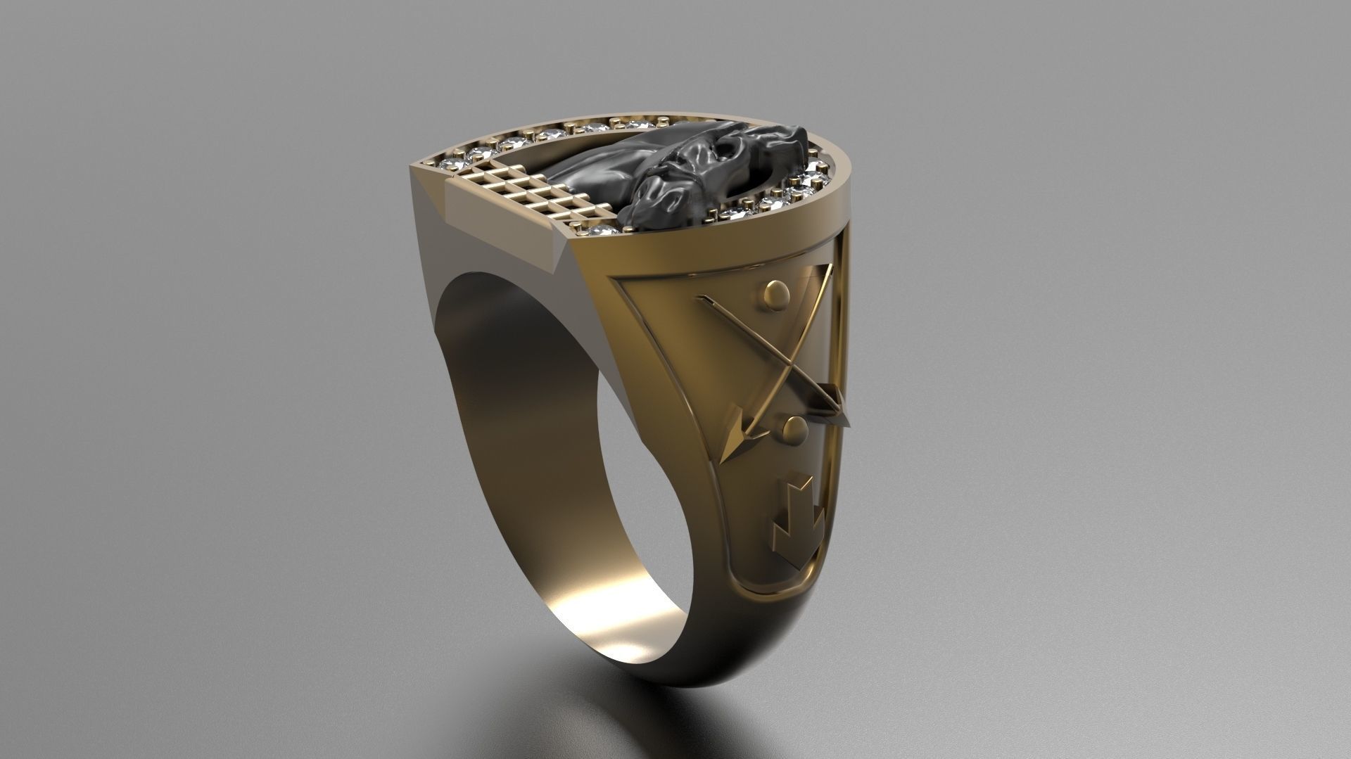 RING WITH HORSESHOE AND HORSE 3D print model_4
