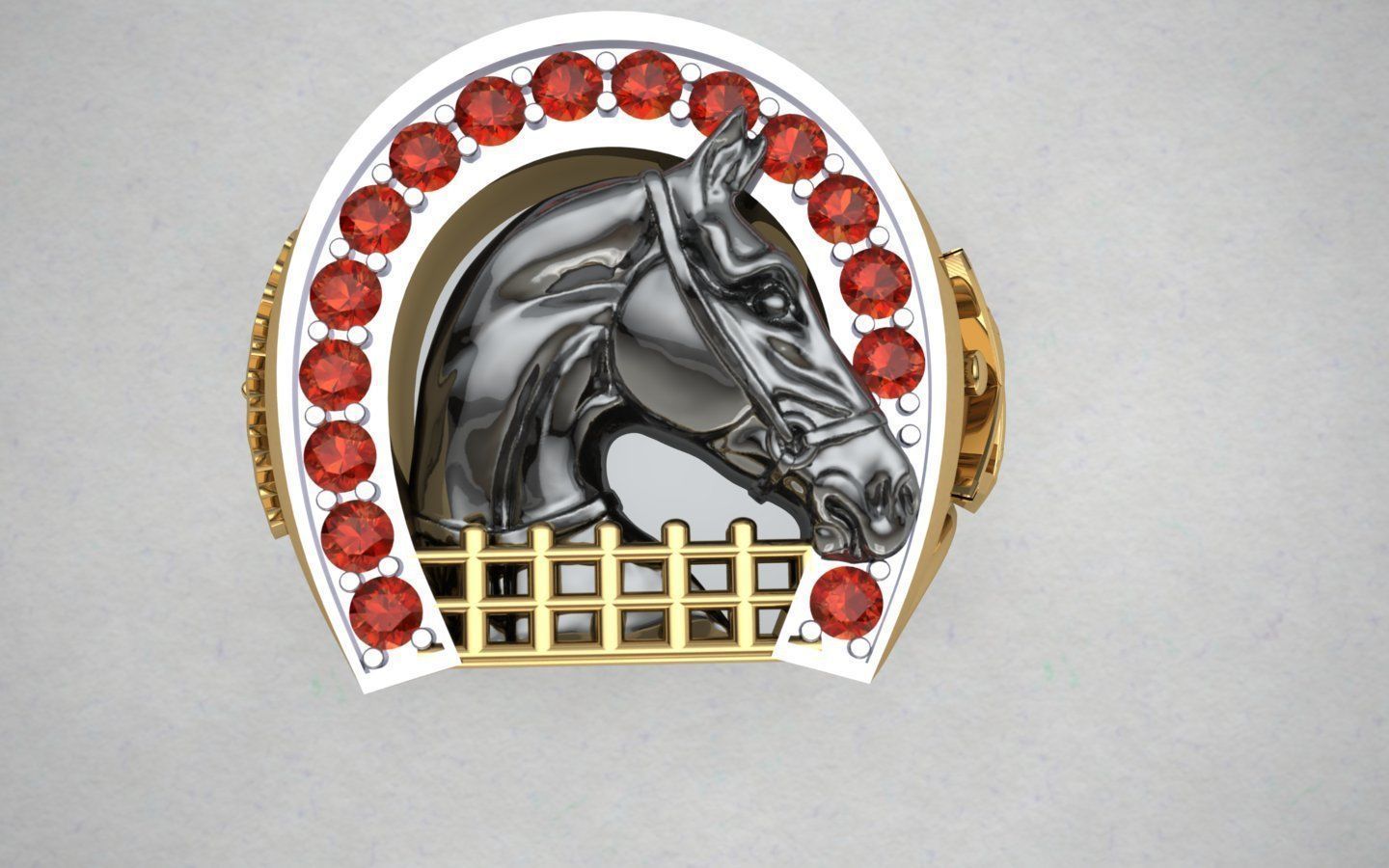 RING WITH HORSESHOE AND HORSE 3D print model_8