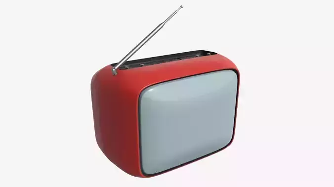 Red vintage TV 3D model