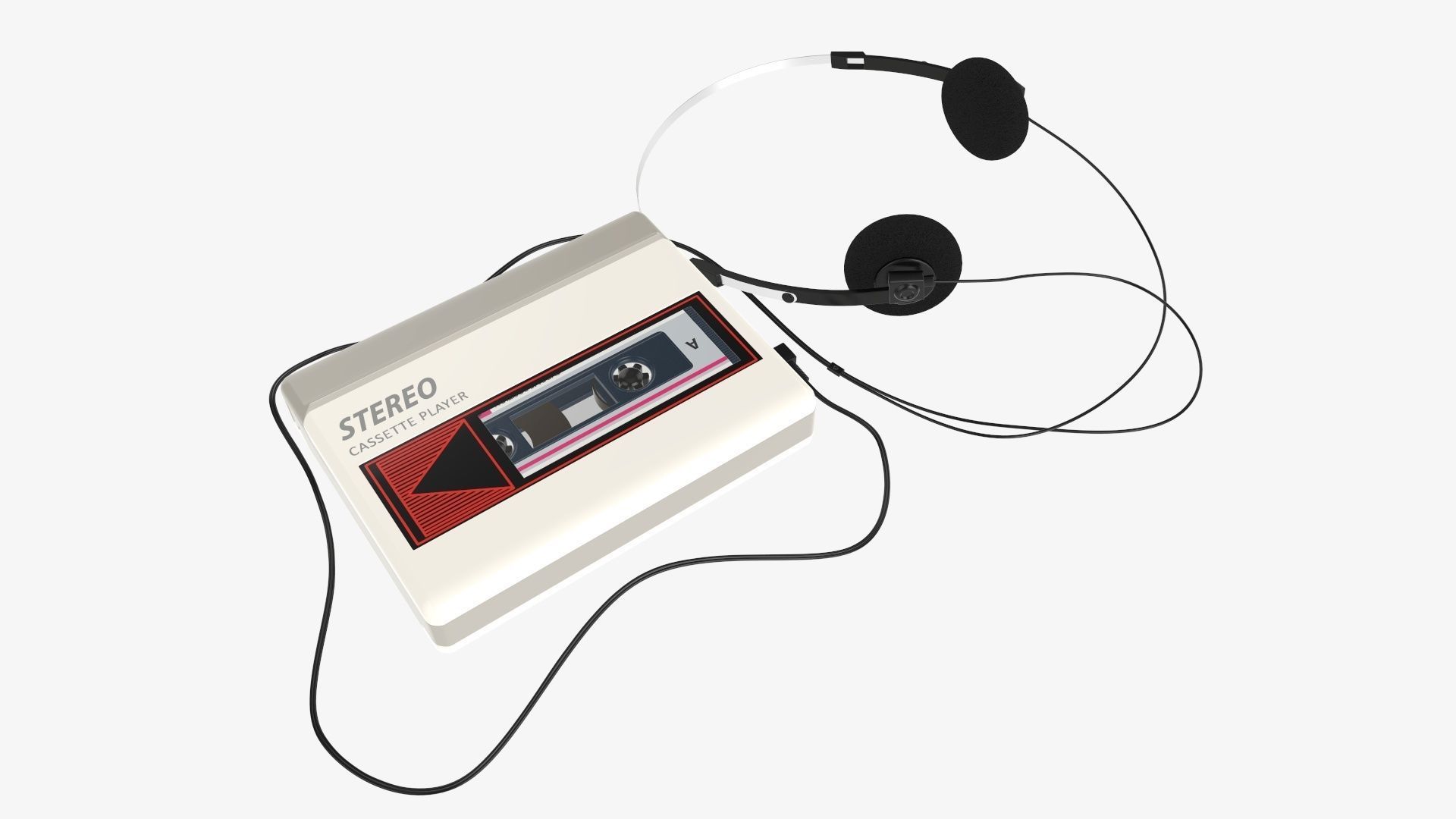 Cassette audio tape player with headphone 3D model CGTrader
