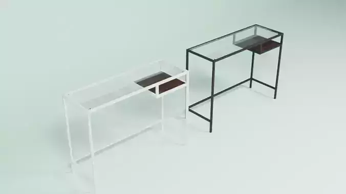 Table two side tables with glass tops