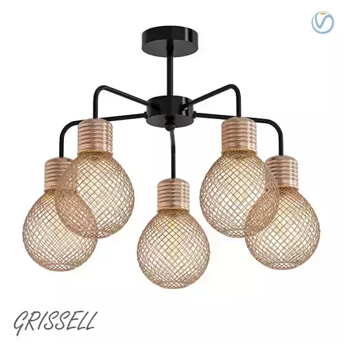 GRISSELL chandelier with five light bulbs