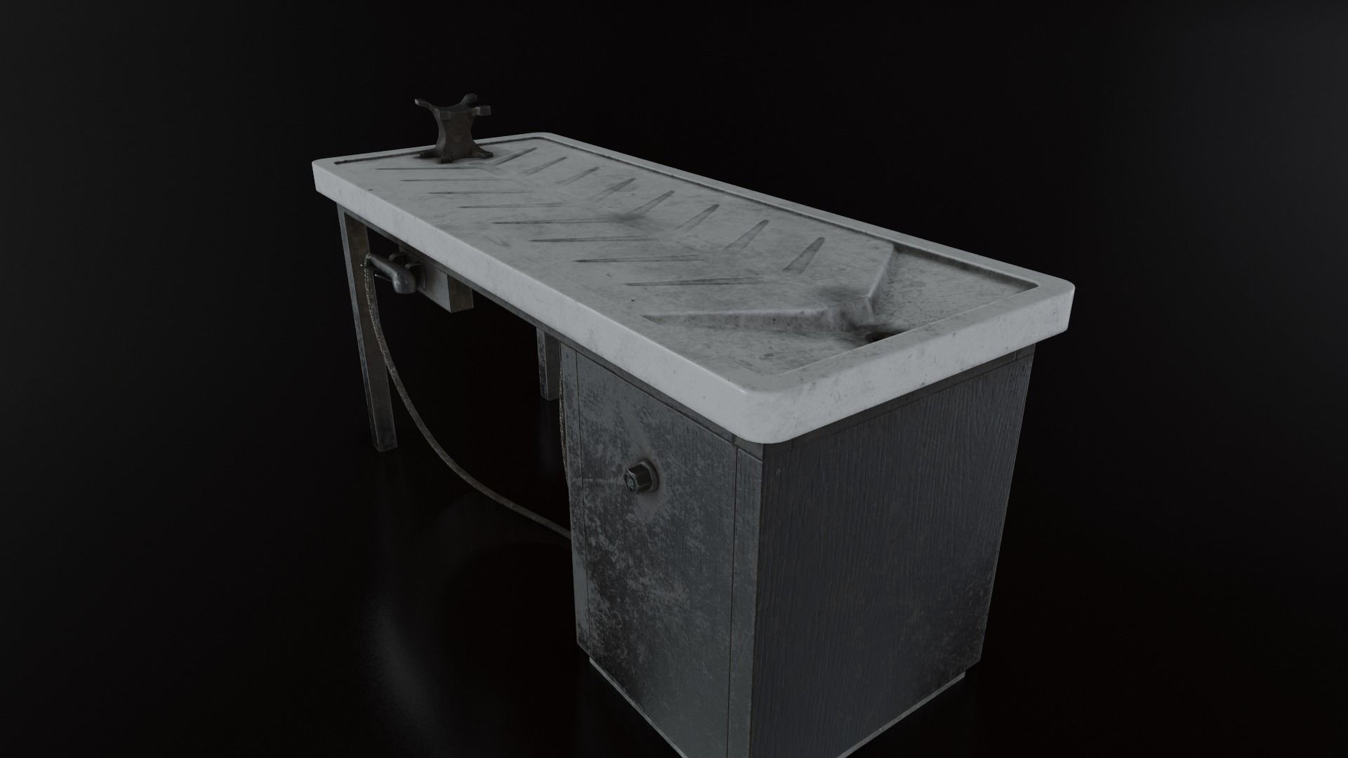 Vintage Autopsy Table Low-poly 3D model_2