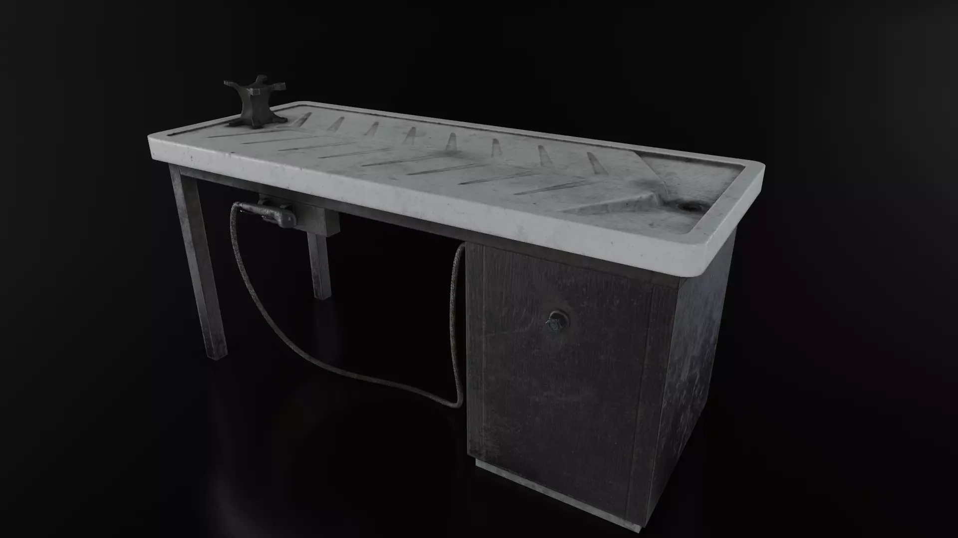 Vintage Autopsy Table Low-poly 3D model_0