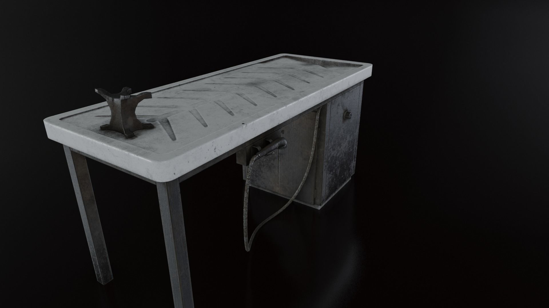 Vintage Autopsy Table Low-poly 3D model_25