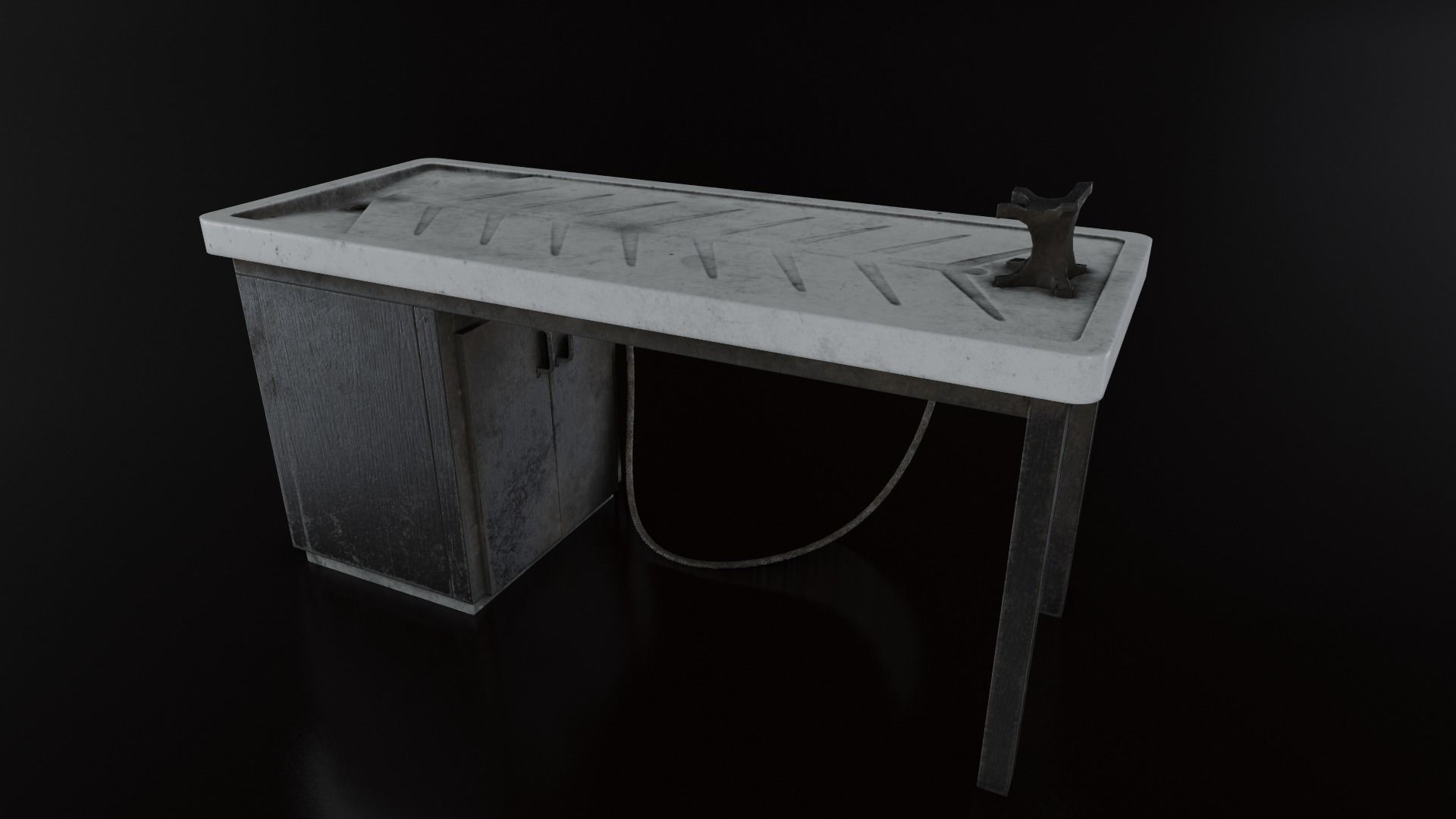 Vintage Autopsy Table Low-poly 3D model_16
