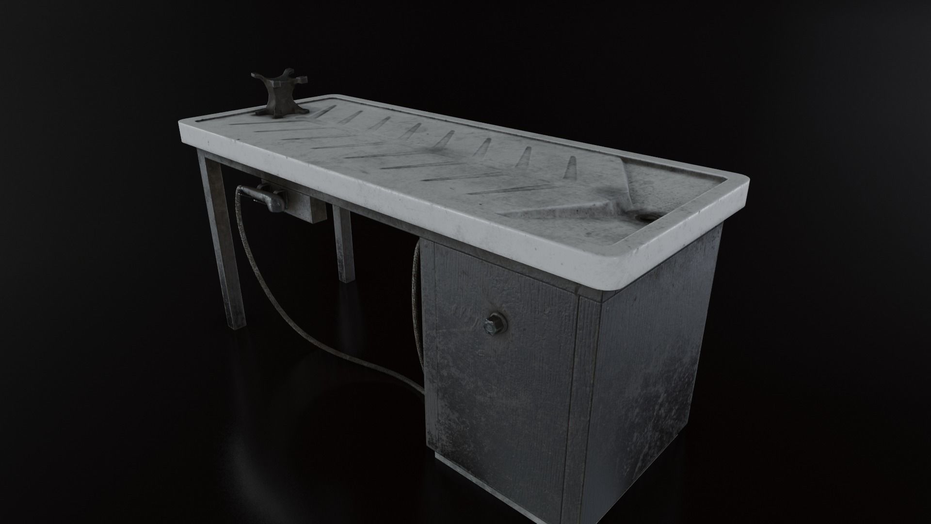 Vintage Autopsy Table Low-poly 3D model_1