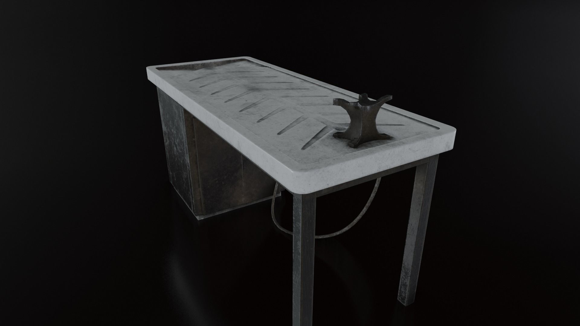 Vintage Autopsy Table Low-poly 3D model_19