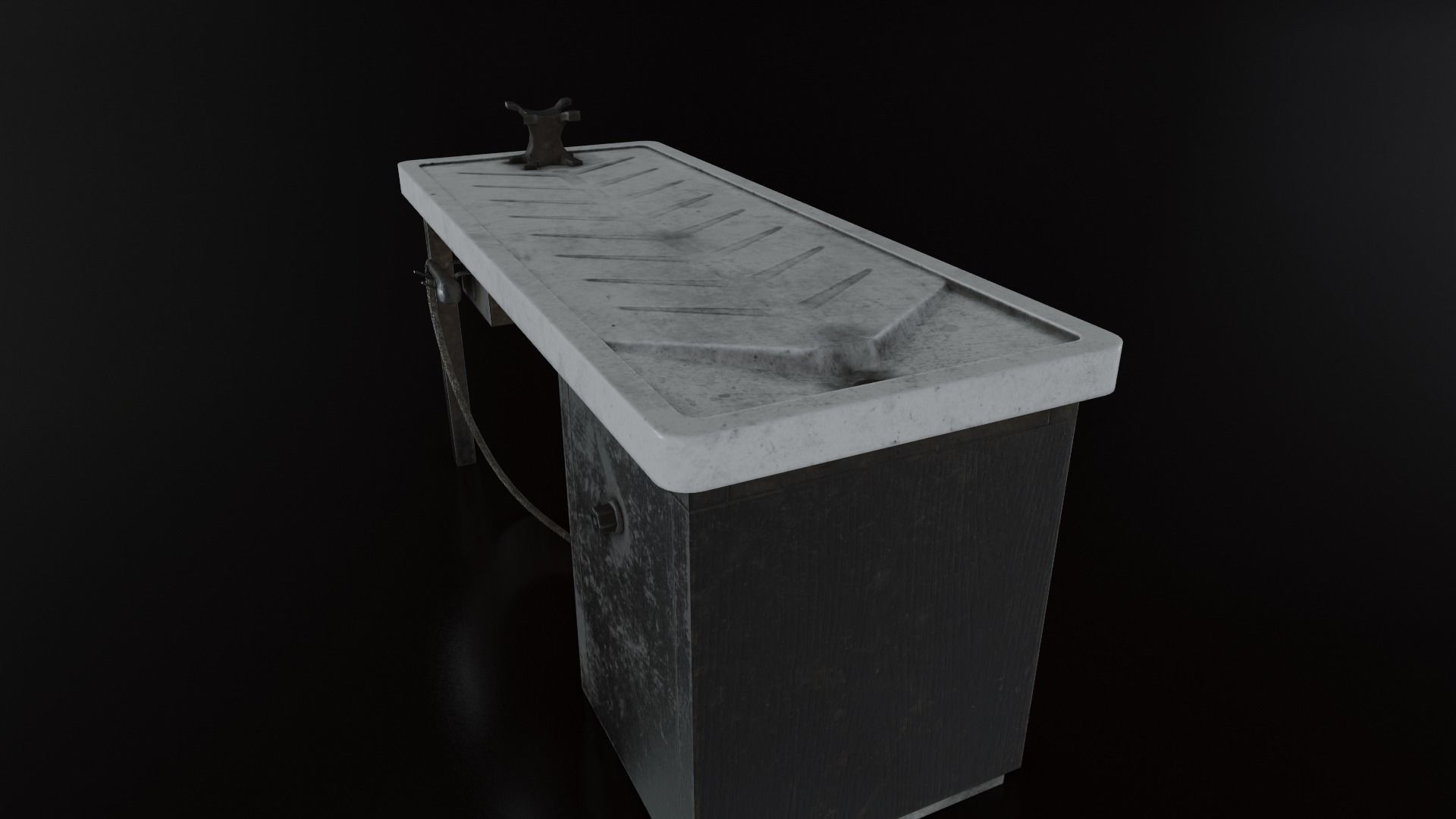 Vintage Autopsy Table Low-poly 3D model_3