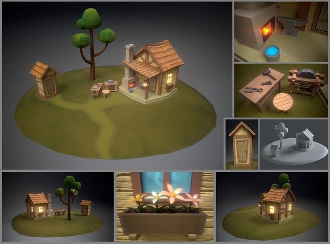Blacksmiths House Low-poly 3D model