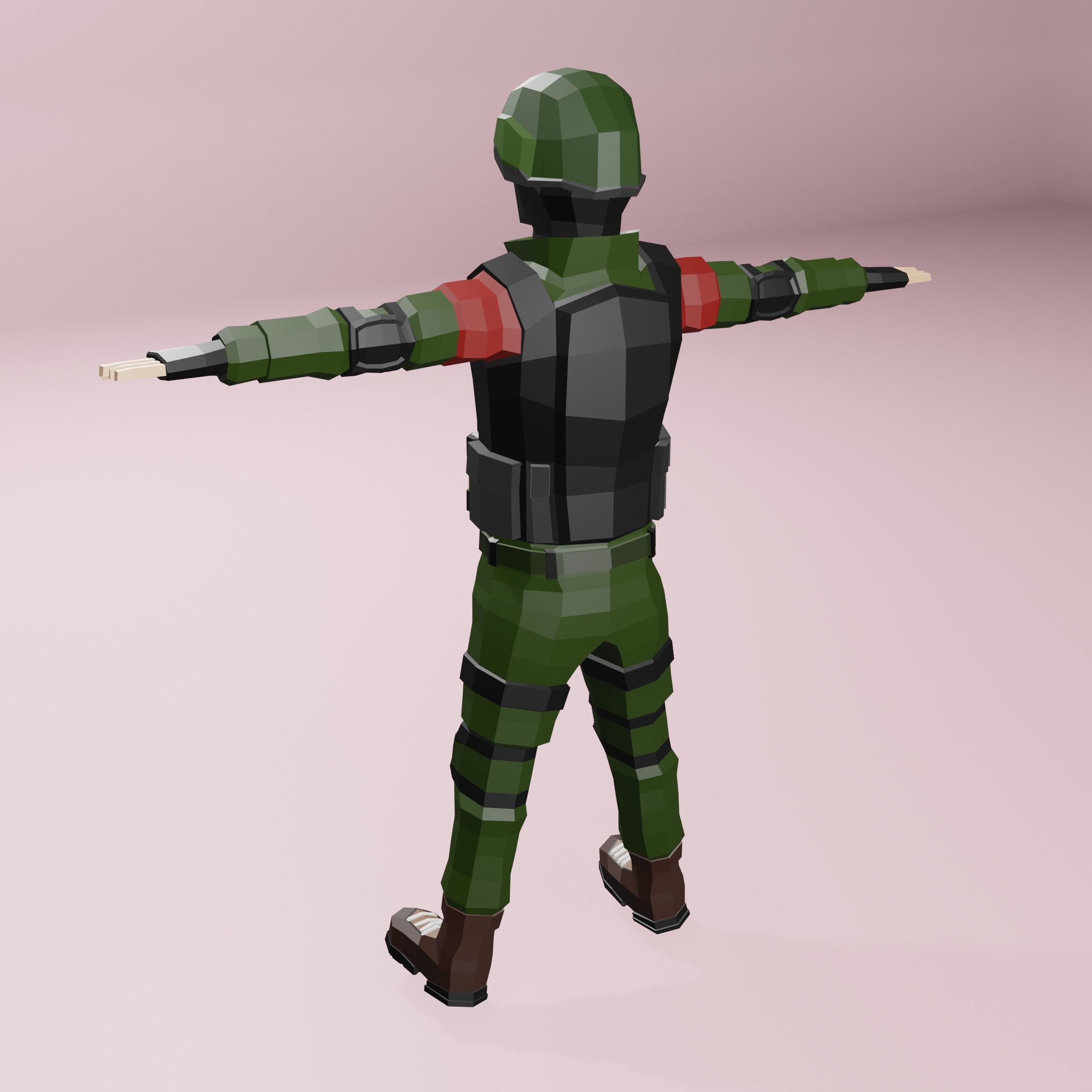 Military character Low-poly 3D model_8