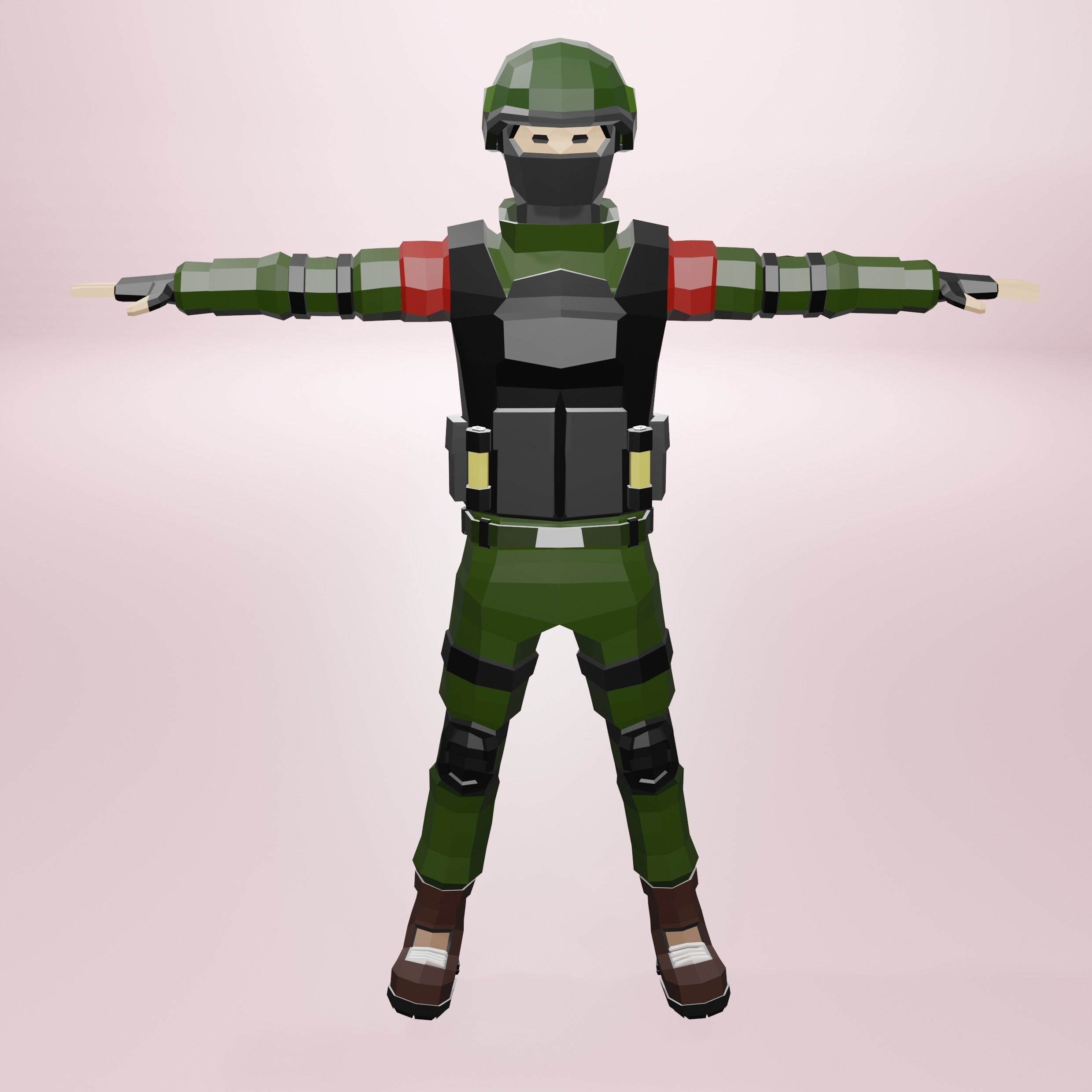 Military character Low-poly 3D model_6
