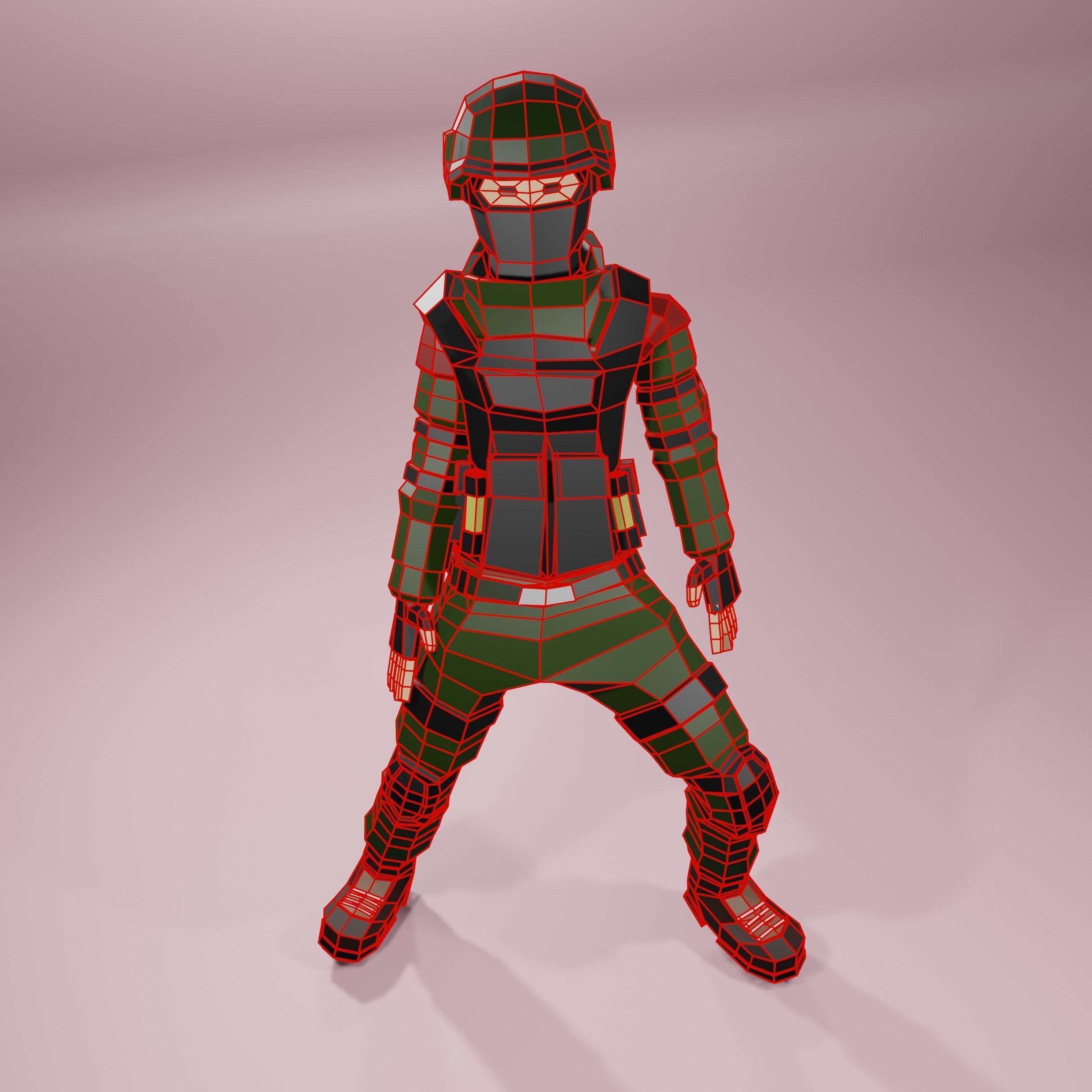 Military character Low-poly 3D model_9
