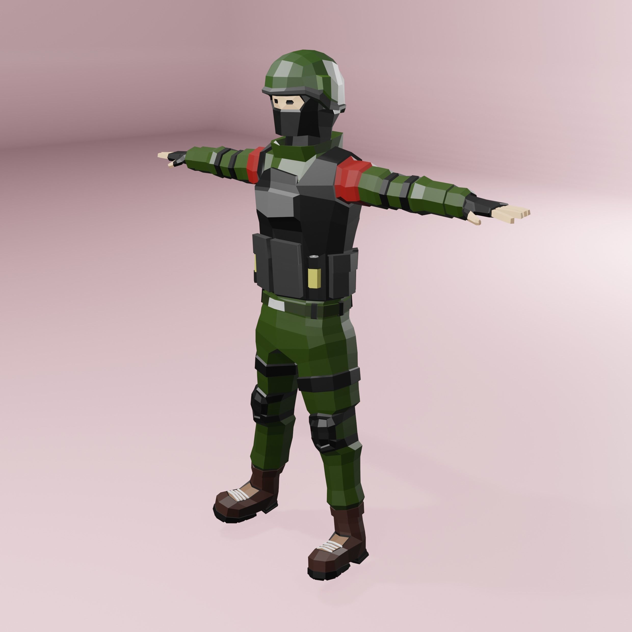Military character Low-poly 3D model_7