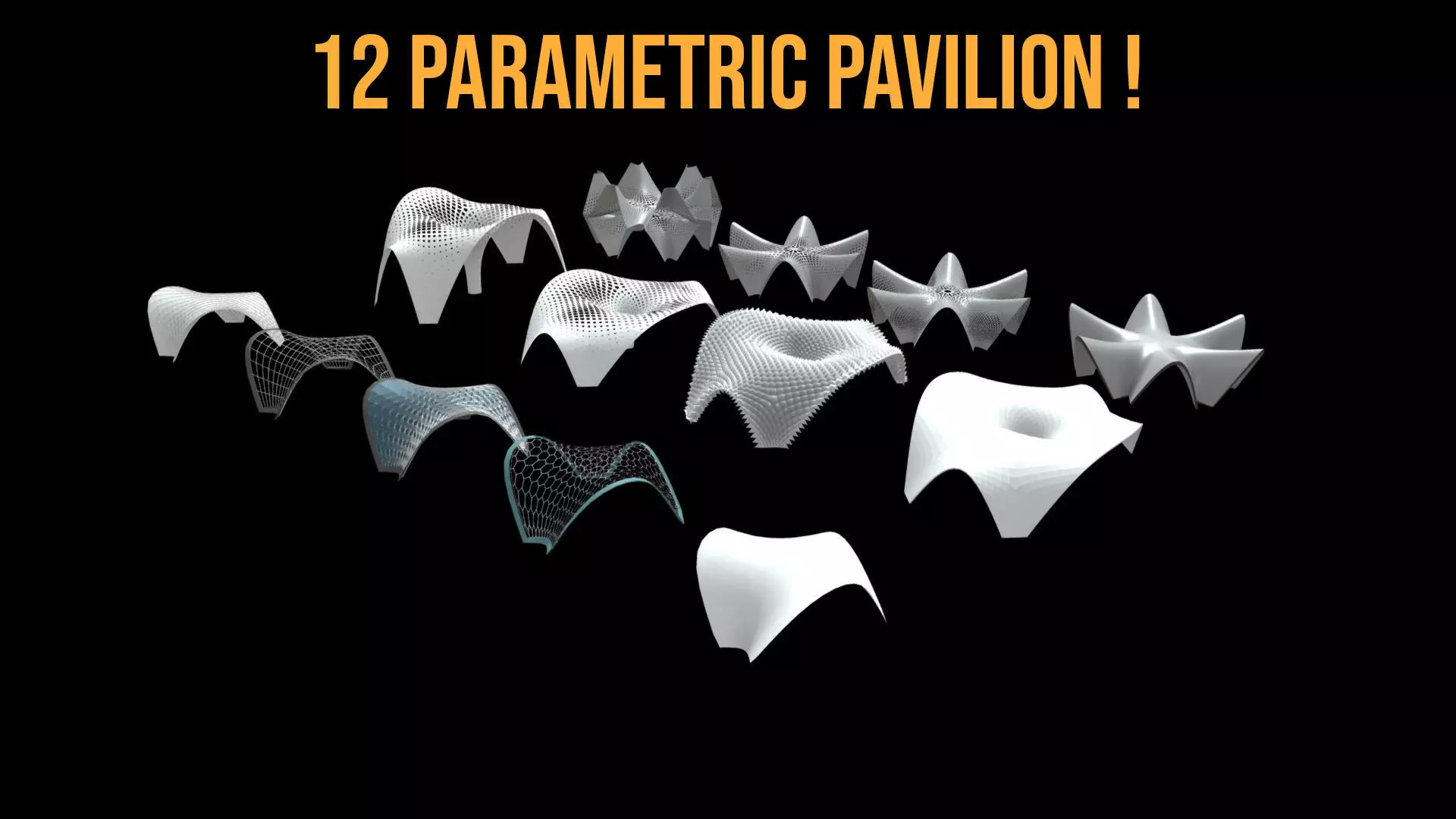 12 Parametric Stylized Pavilion Pack Low-poly 3D model_0