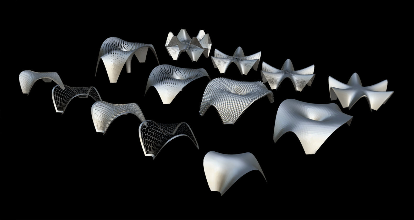 12 Parametric Stylized Pavilion Pack Low-poly 3D model_1