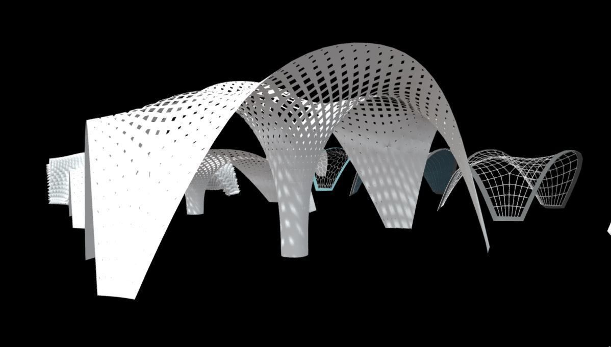 12 Parametric Stylized Pavilion Pack Low-poly 3D model_4