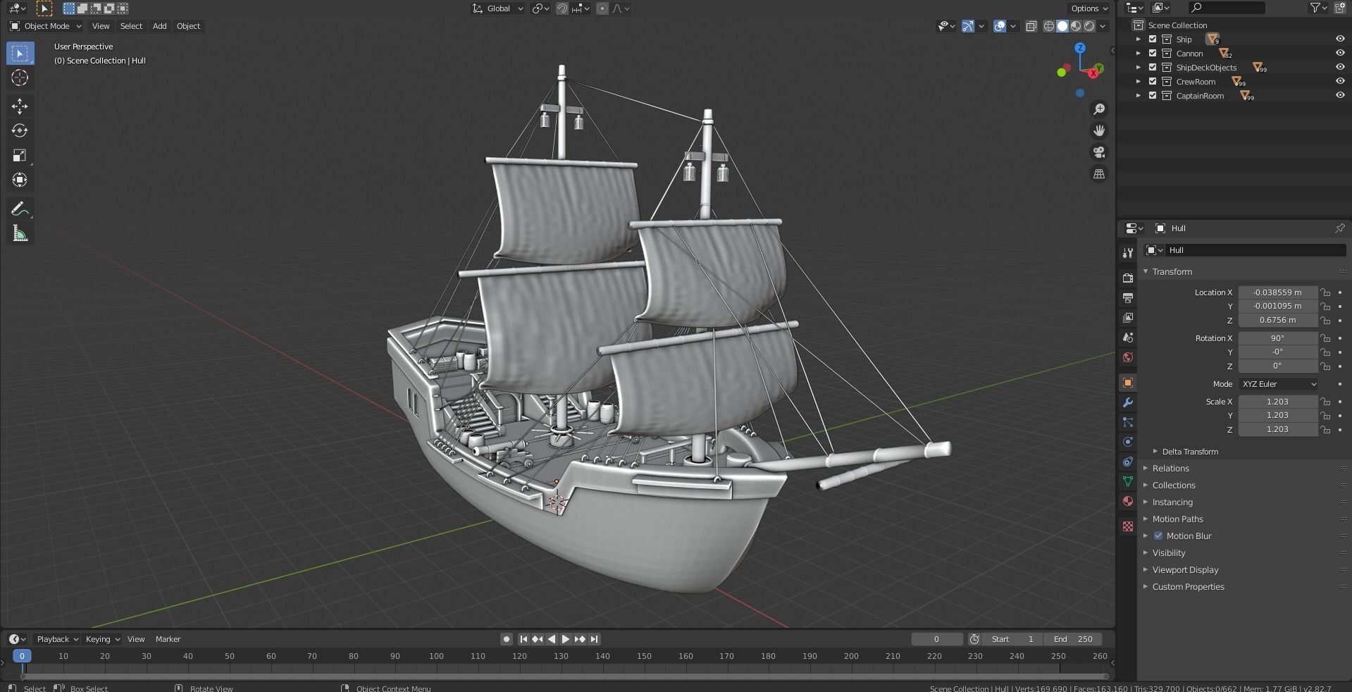GameReady Medieval Ship With Interiors Low-poly 3D model_31