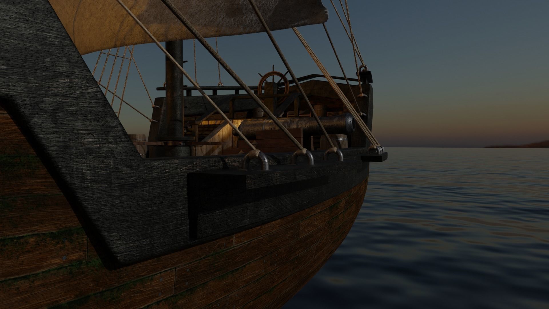 GameReady Medieval Ship With Interiors Low-poly 3D model_23
