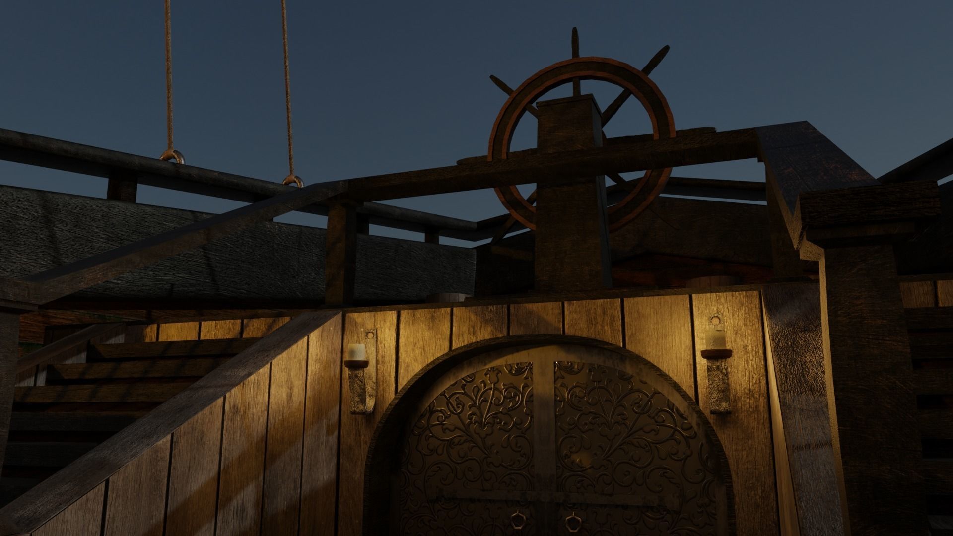 GameReady Medieval Ship With Interiors Low-poly 3D model_22