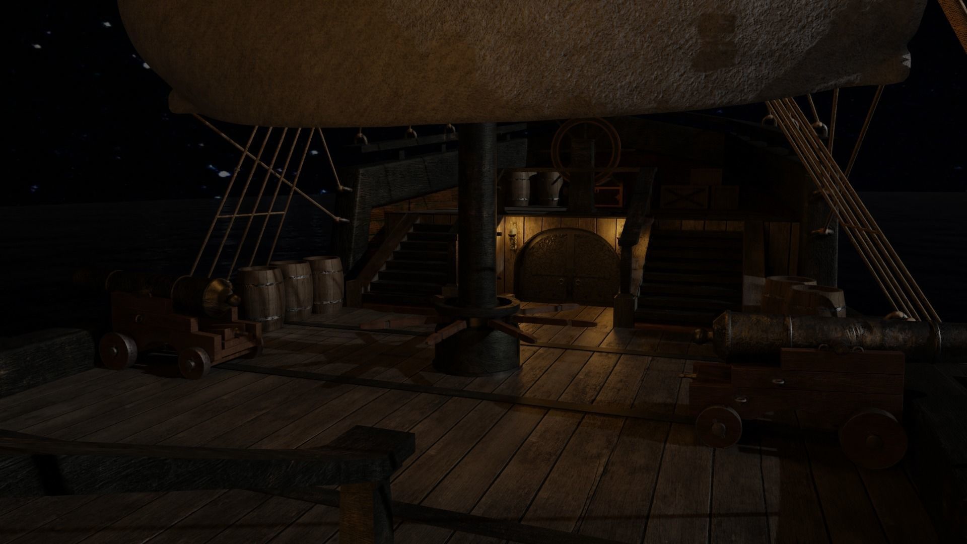 GameReady Medieval Ship With Interiors Low-poly 3D model_3