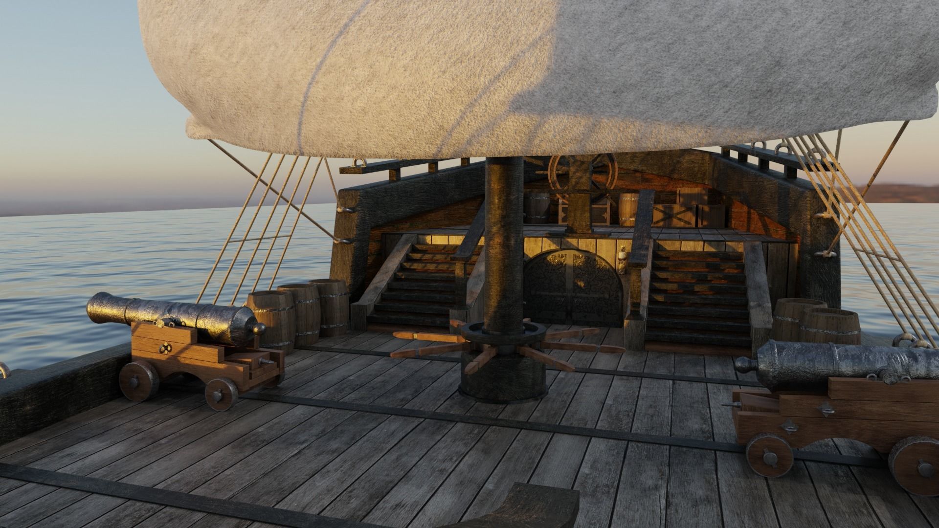 GameReady Medieval Ship With Interiors Low-poly 3D model_2