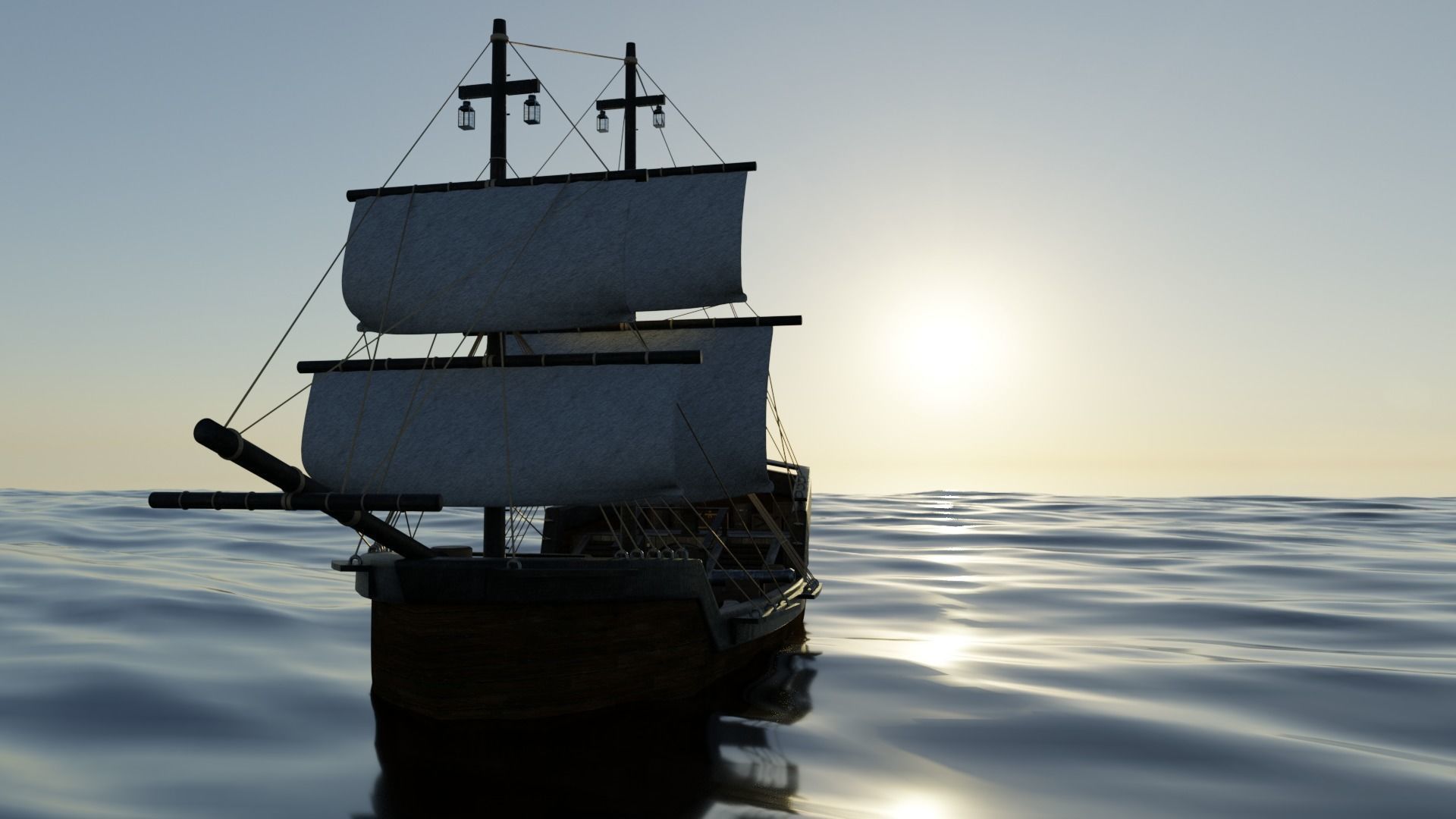 GameReady Medieval Ship With Interiors Low-poly 3D model_1