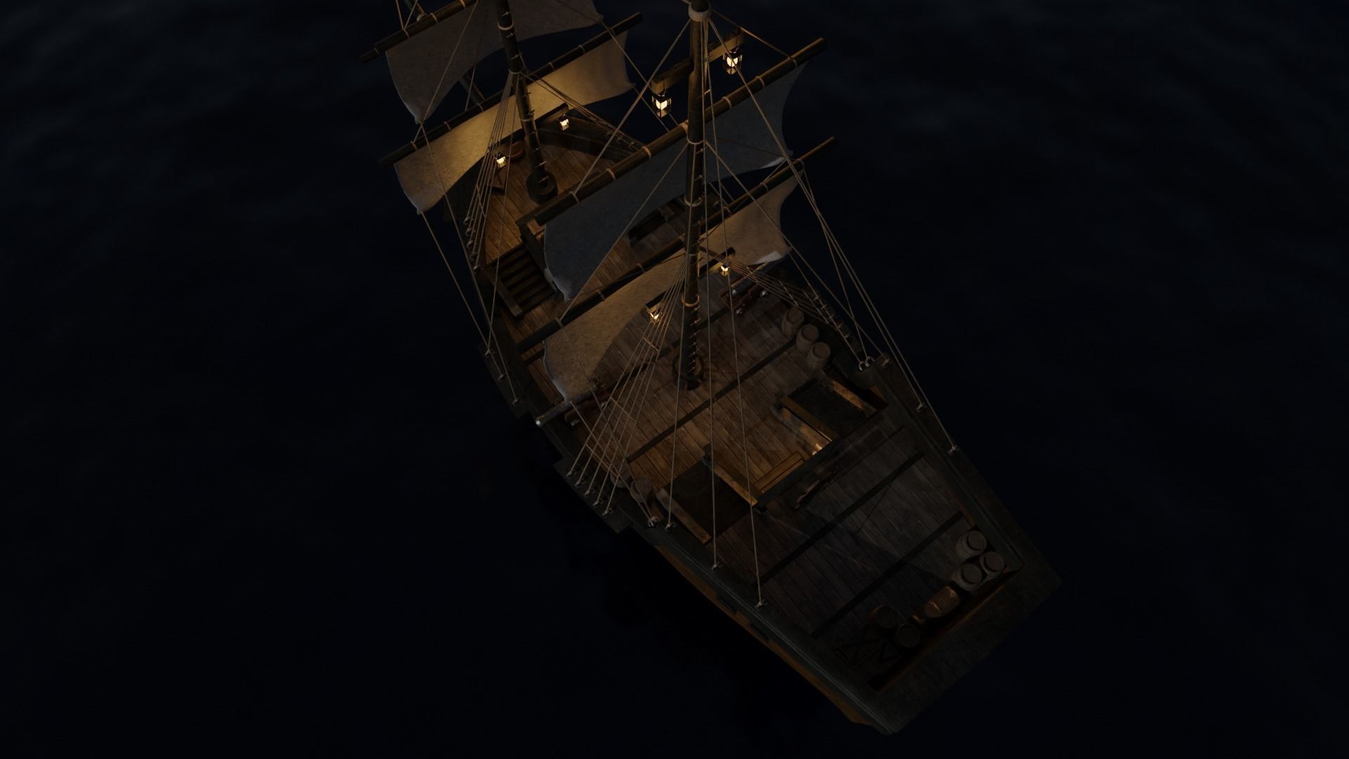 GameReady Medieval Ship With Interiors Low-poly 3D model_20