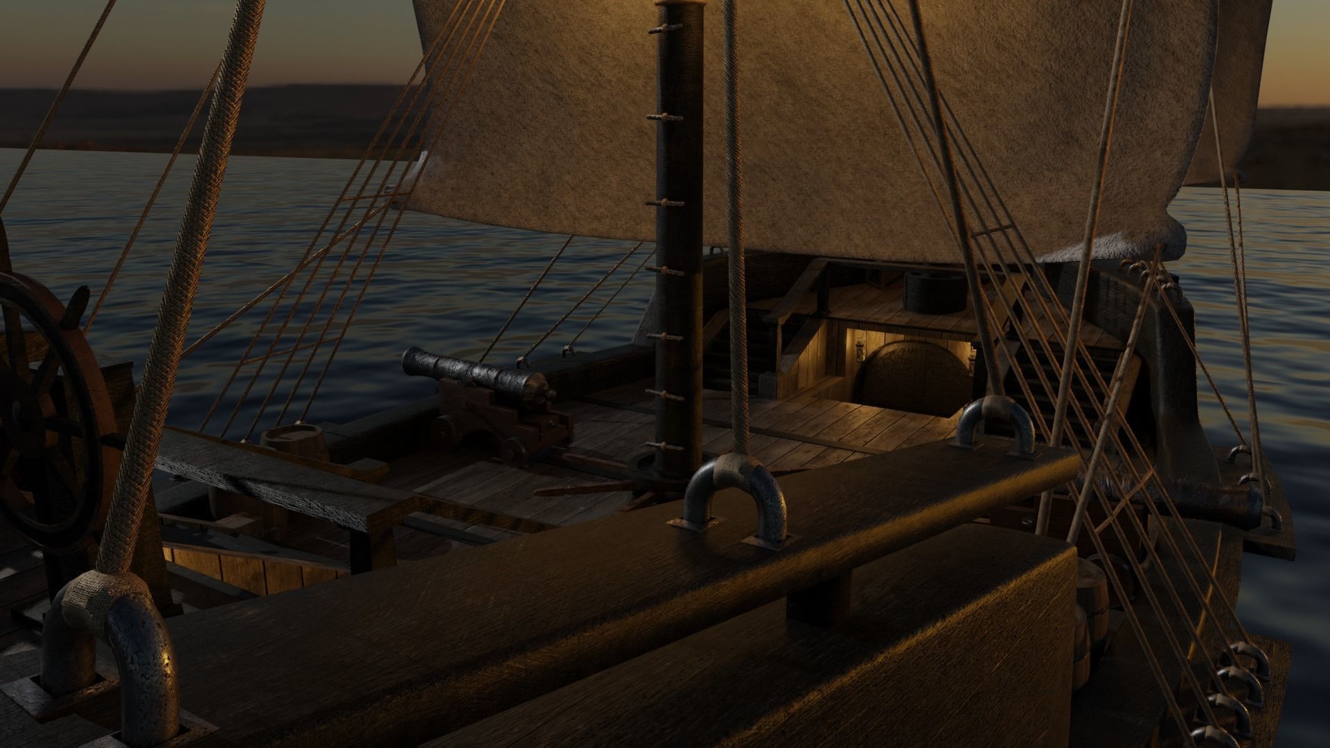 GameReady Medieval Ship With Interiors Low-poly 3D model_21