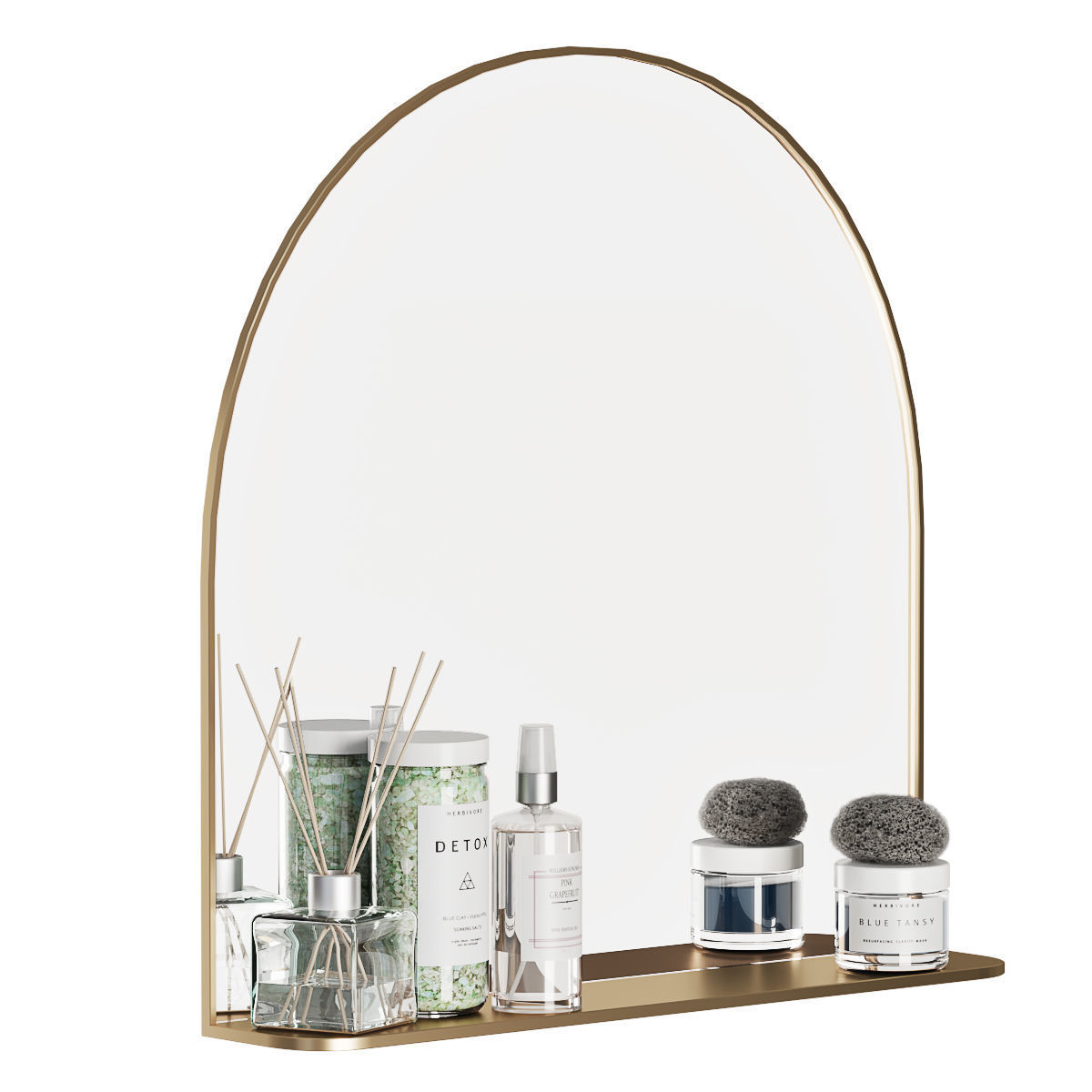 Brass Arched Mirror with Shelf Cb2 3D model CGTrader