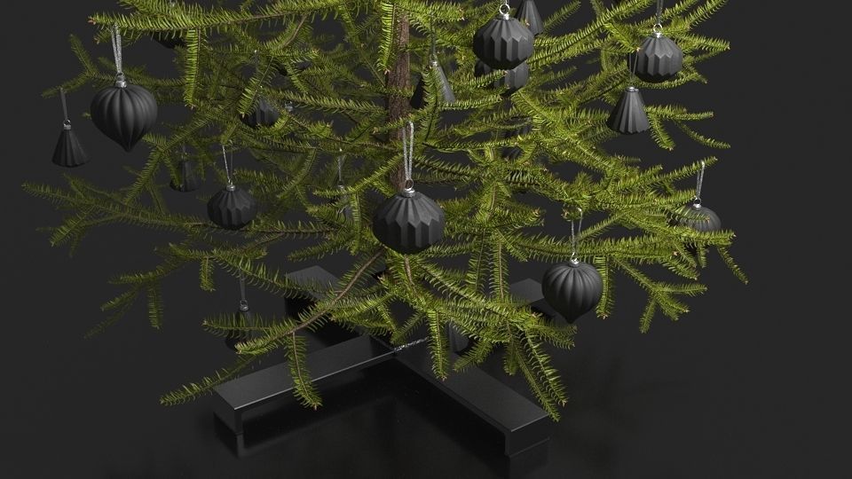 Modern Dark Decorated Christmas tree 3D model_7