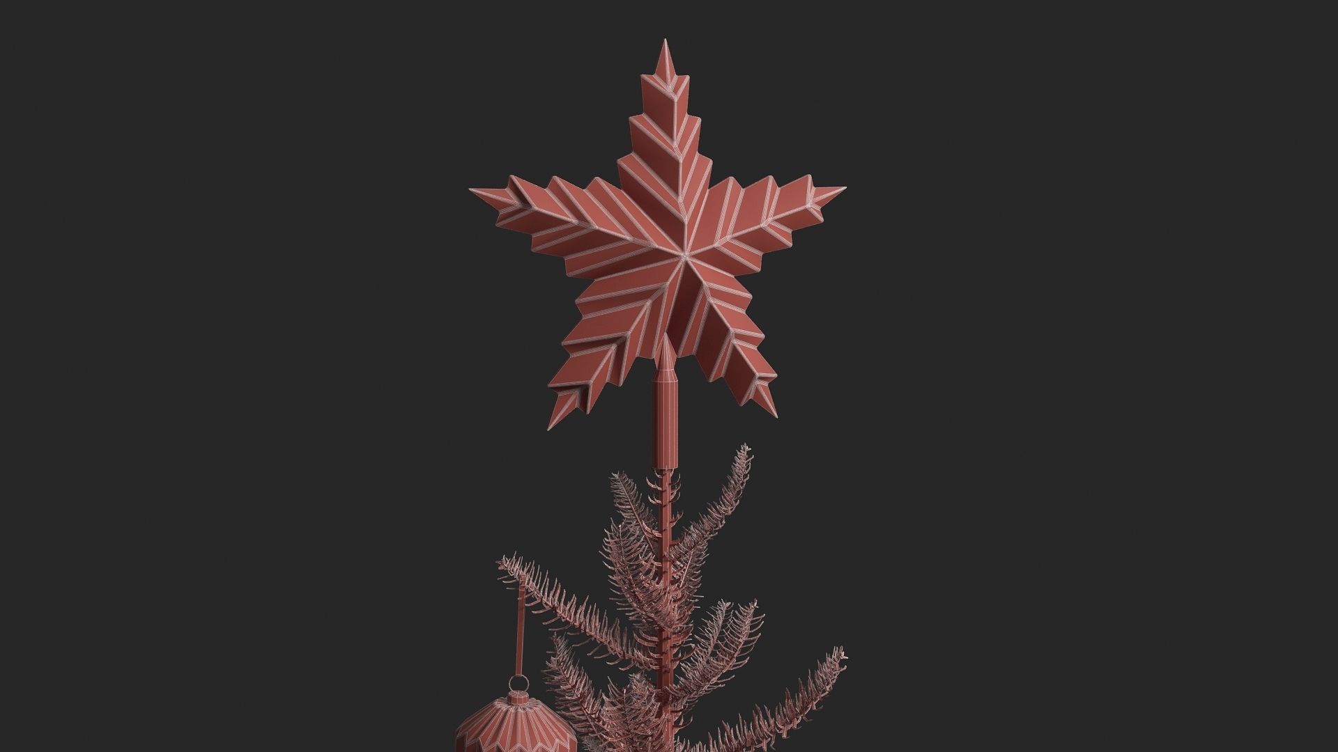 Modern Dark Decorated Christmas tree 3D model_17
