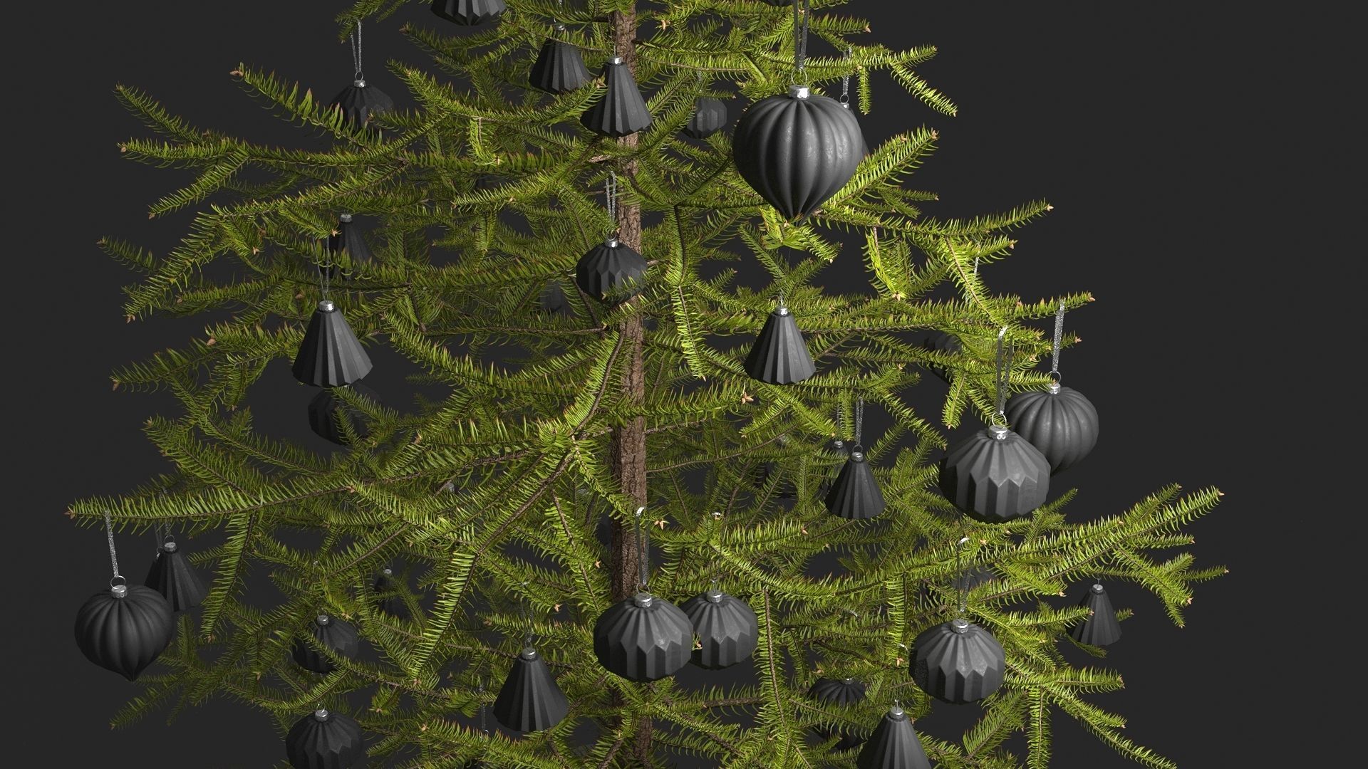 Modern Dark Decorated Christmas tree 3D model_6