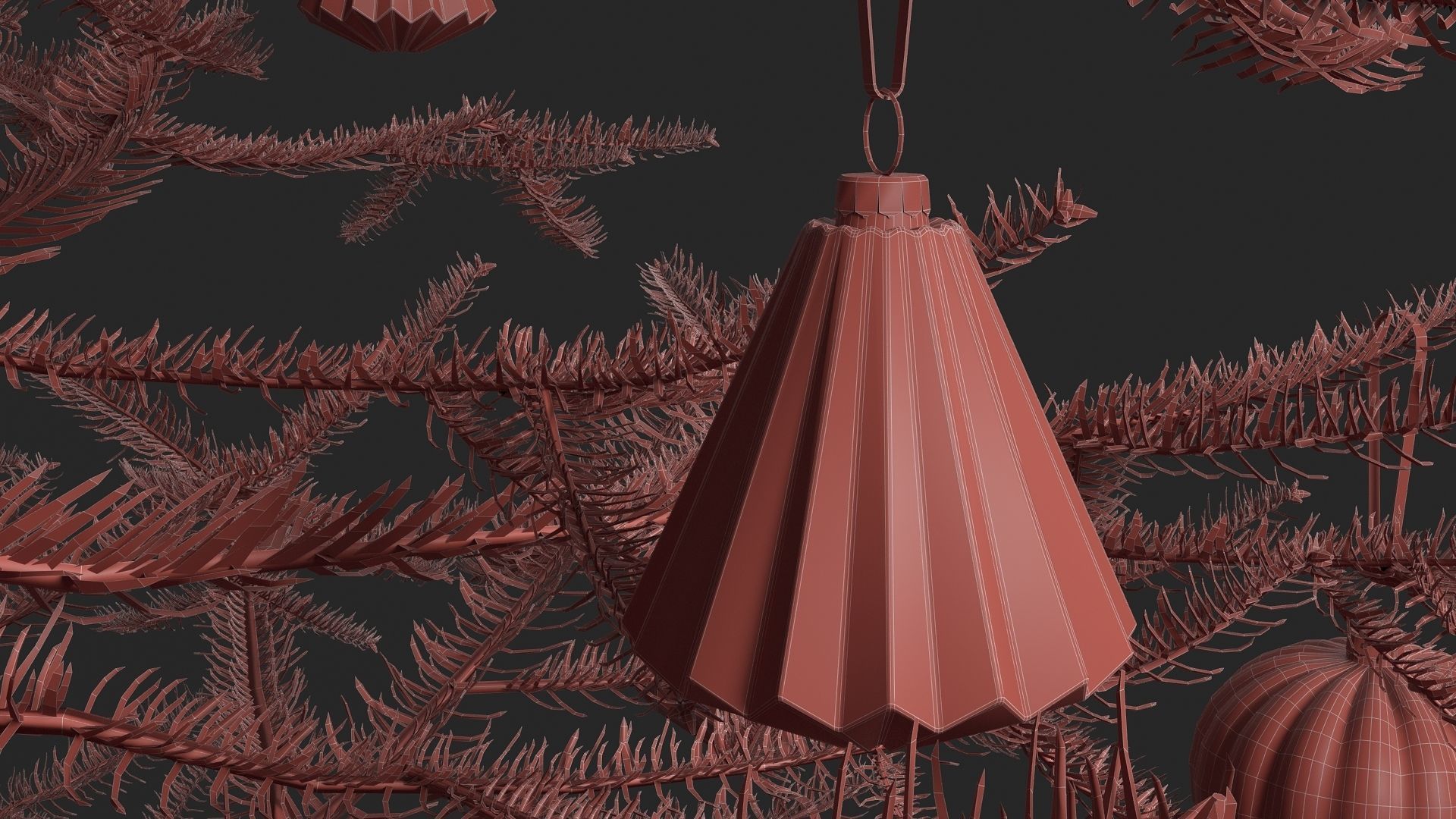 Modern Dark Decorated Christmas tree 3D model_14