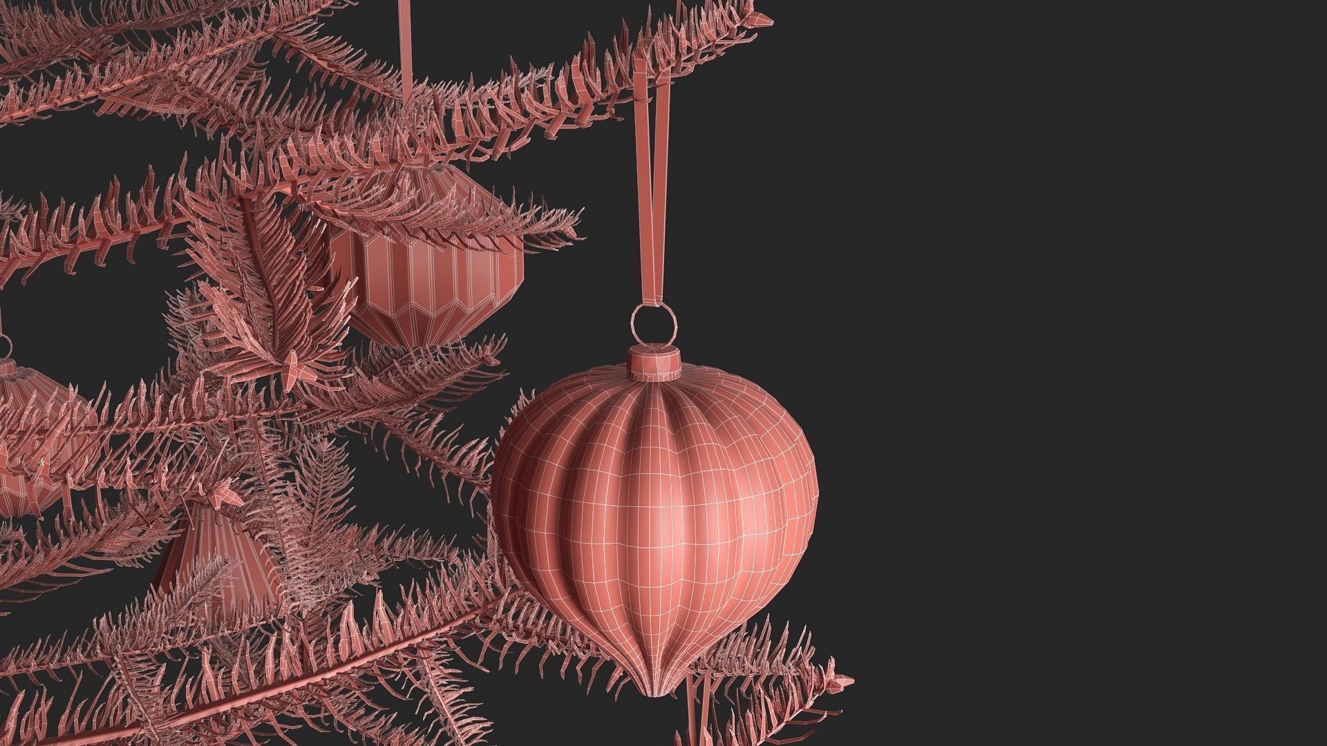 Modern Dark Decorated Christmas tree 3D model_15