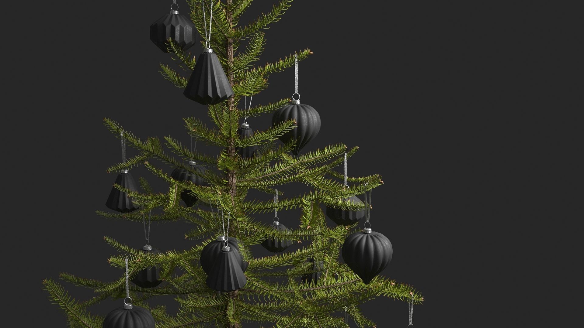 Modern Dark Decorated Christmas tree 3D model_5