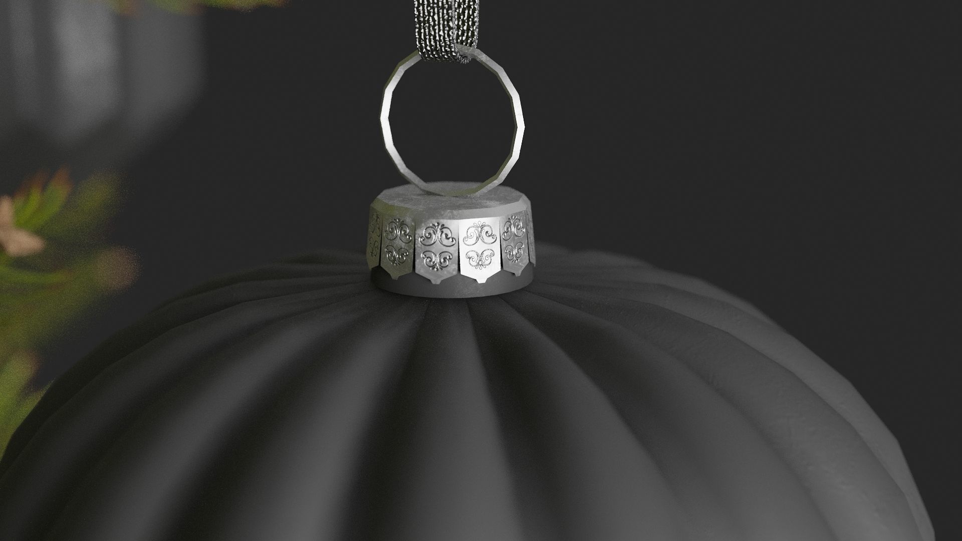 Modern Dark Decorated Christmas tree 3D model_11