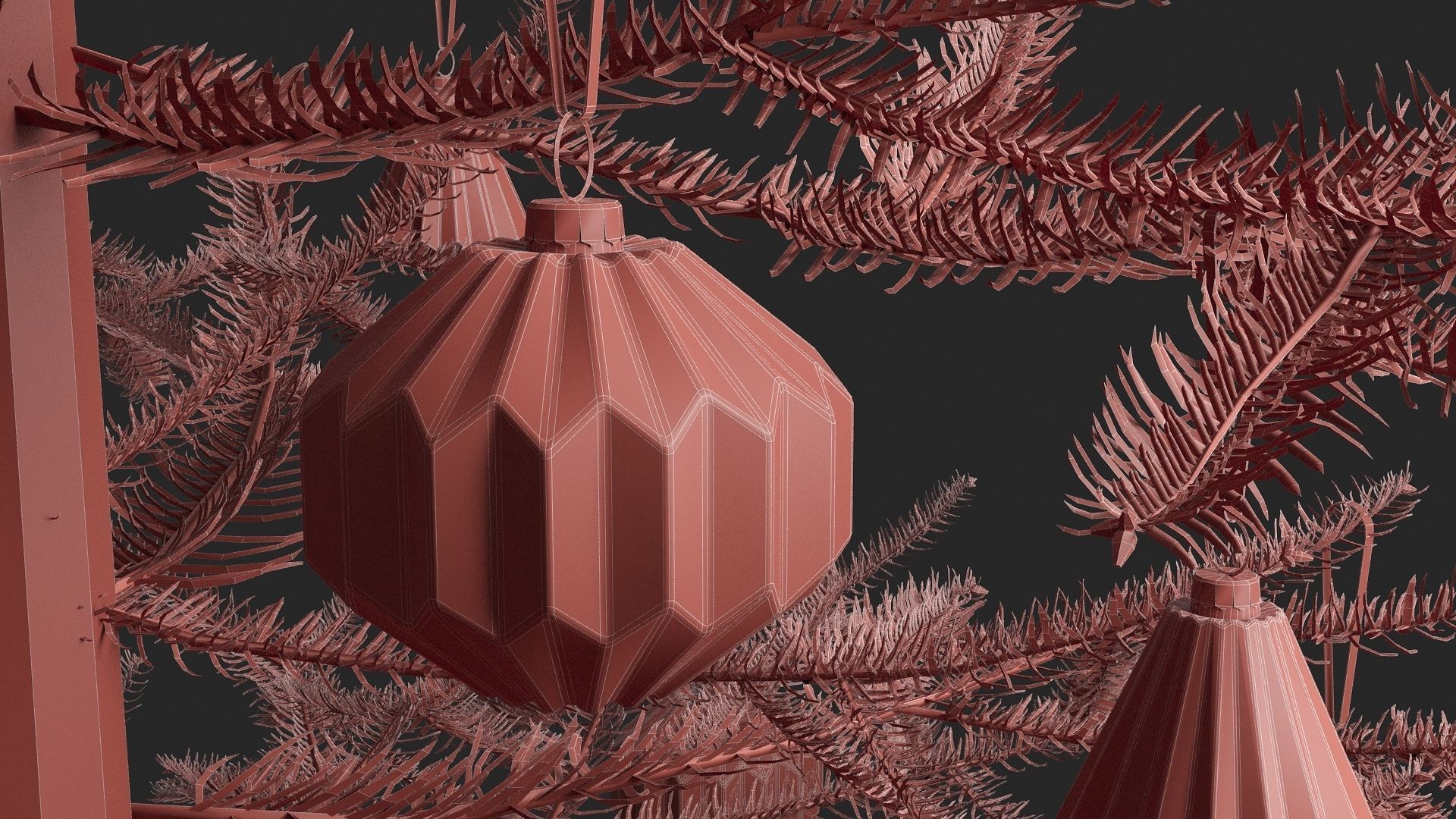 Modern Dark Decorated Christmas tree 3D model_16