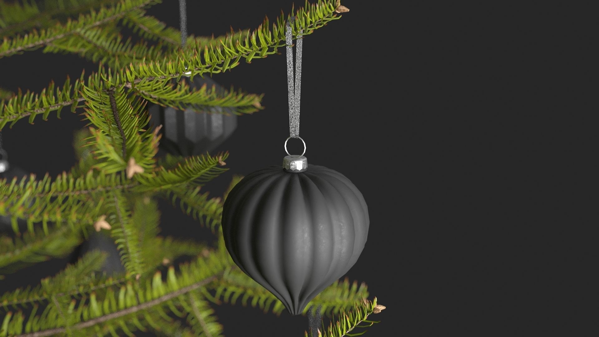 Modern Dark Decorated Christmas tree 3D model_8
