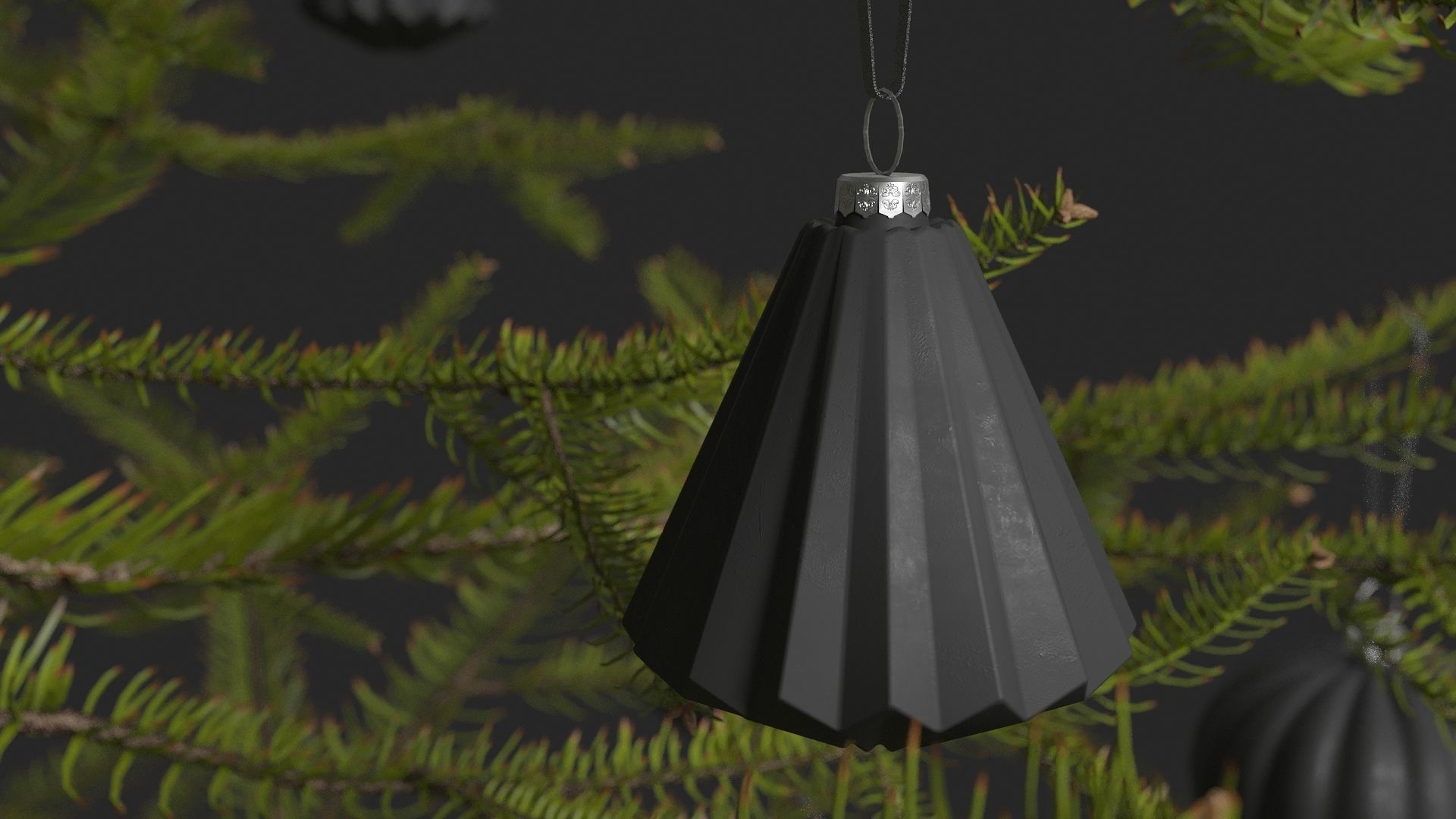 Modern Dark Decorated Christmas tree 3D model_10